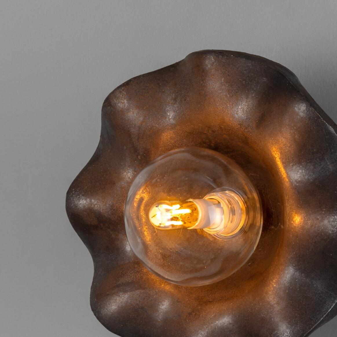 Mullan - Rivale Wall Light with Wavy Ceramic Shade Metallic Earth 21cm IP20 - Antique Brass Finish