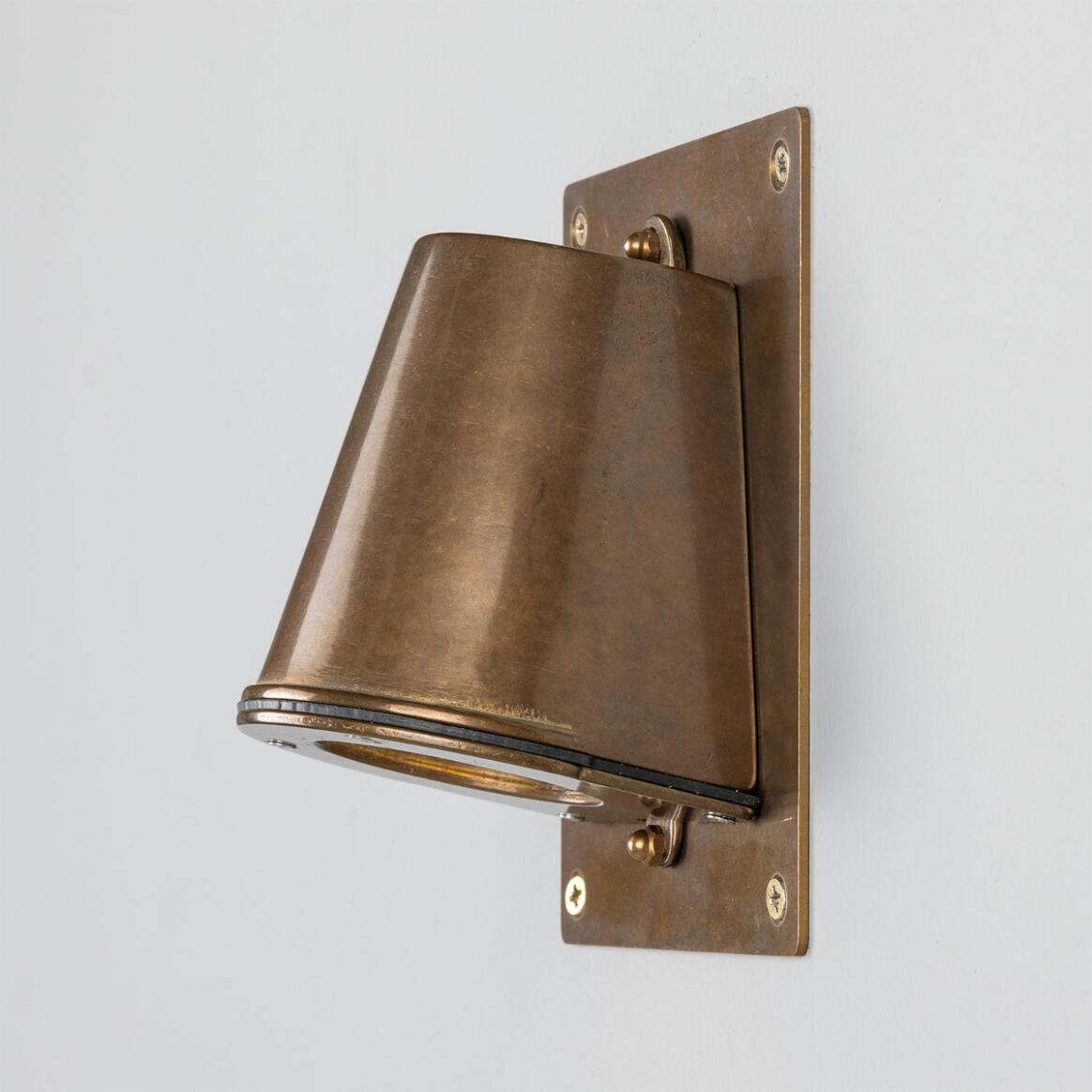 Mullan - Wade Outdoor Brass Spotlight with Back Plate 15.2cm IP54 - Antique Brass Finish