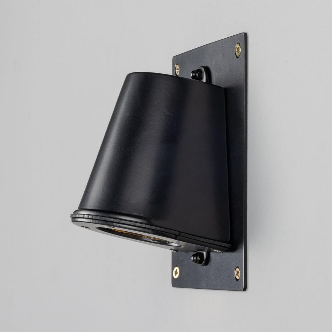 Mullan - Wade Outdoor Brass Spotlight with Back Plate 15.2cm IP54 - Powder-Coated Matte Black Finish