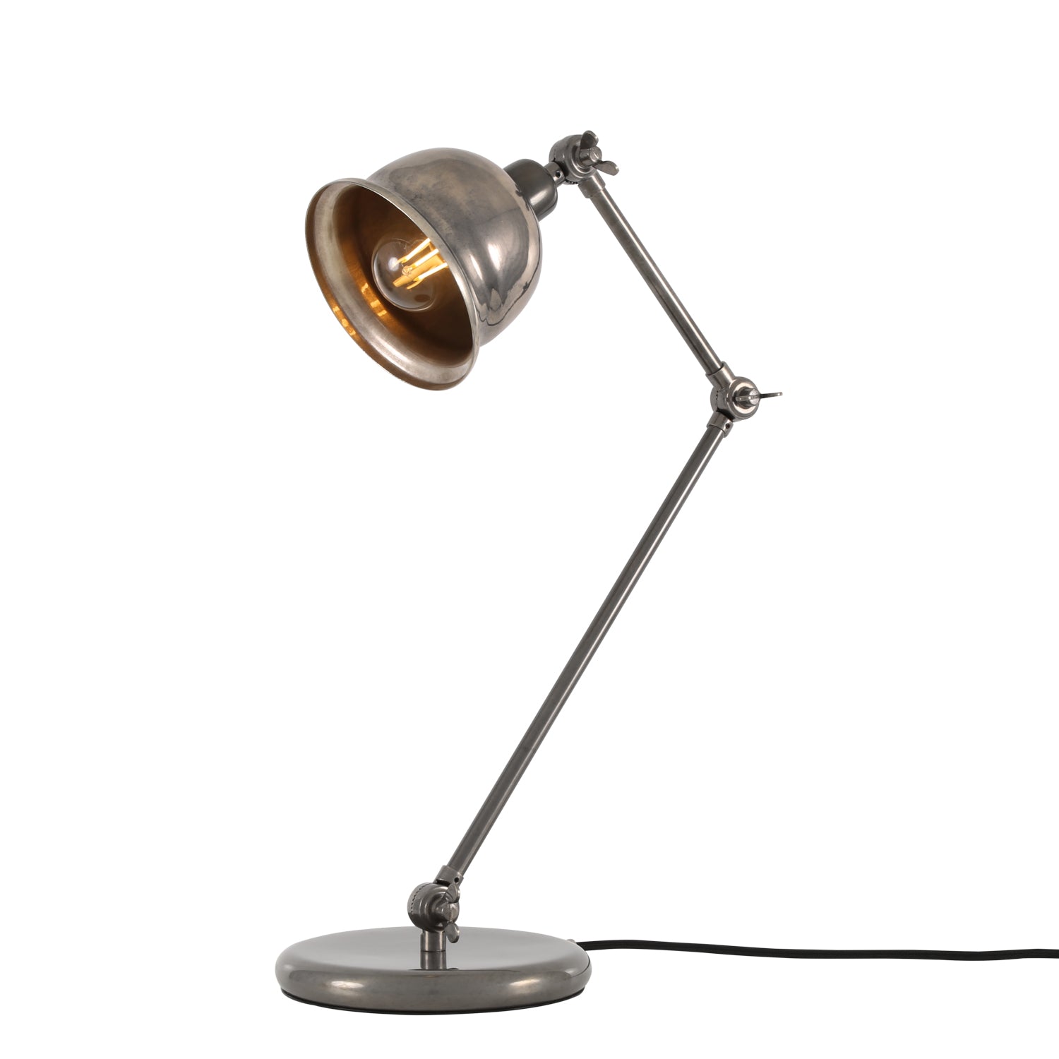 Mullan Dale Vintage Brass Bell Shade Table Lamp 19.5cm IP20 - Antique Silver Finish