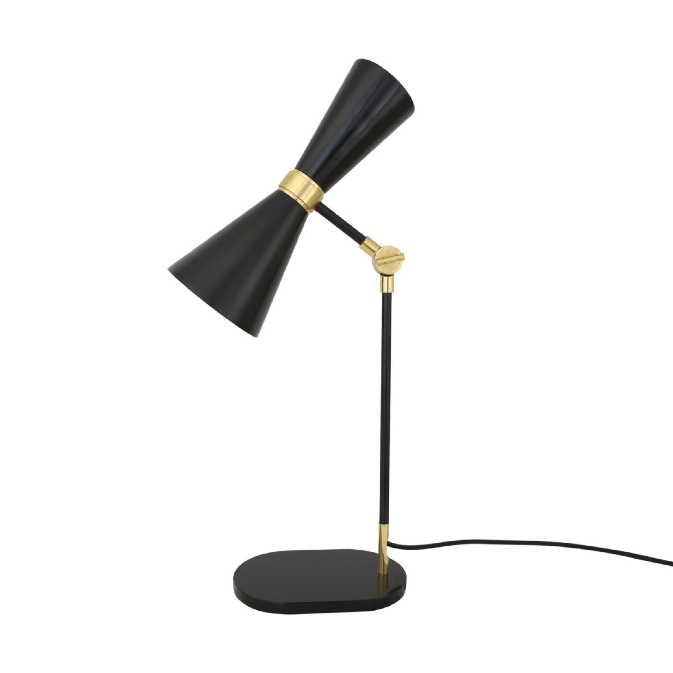 Mullan Cairo Mid-Century Brass Table Lamp  Powder Coated Matte Black & Polished Brass Finish