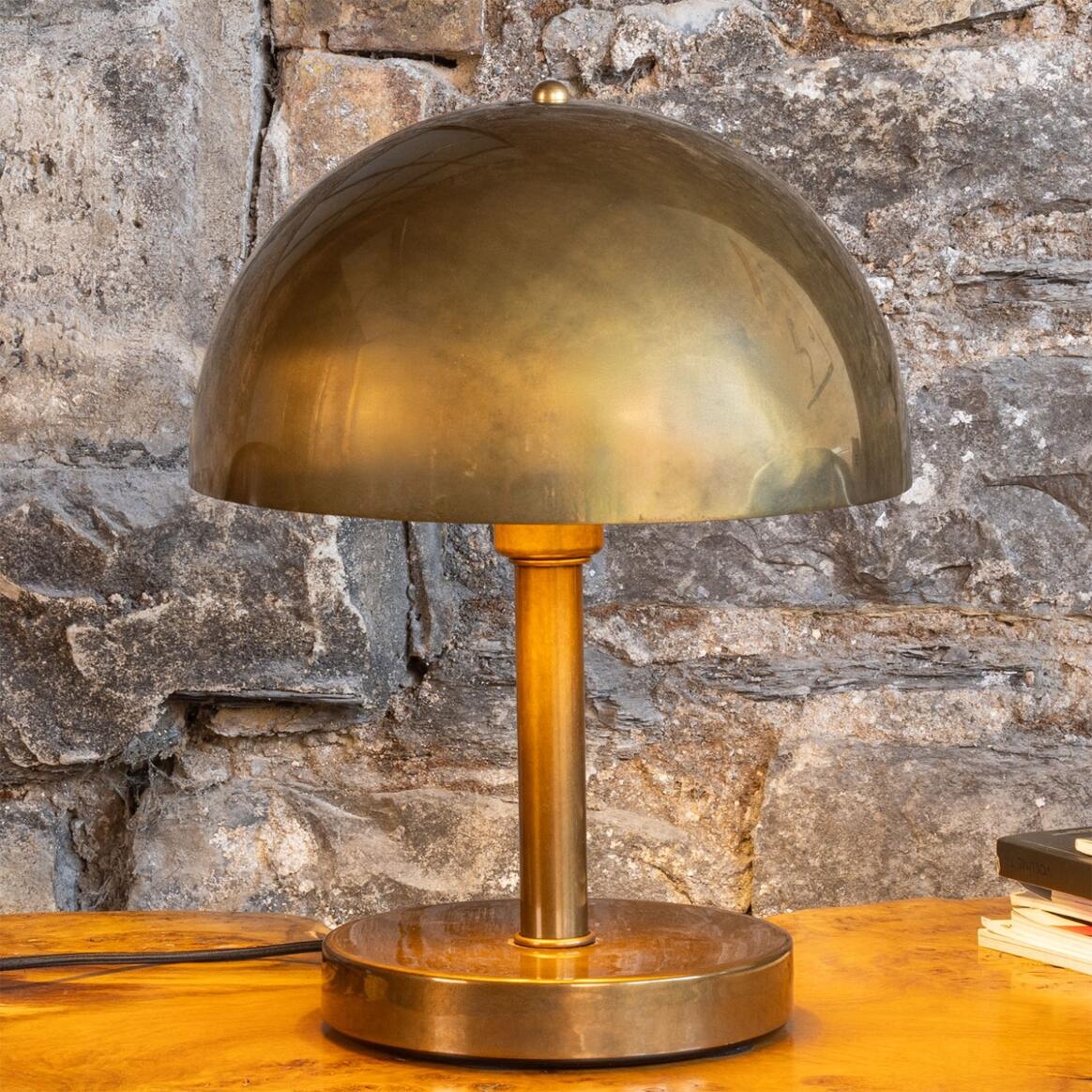 Mullan Turku Modern Brass Dome Table Lamp 30cm IP20 - Antique Brass Finish