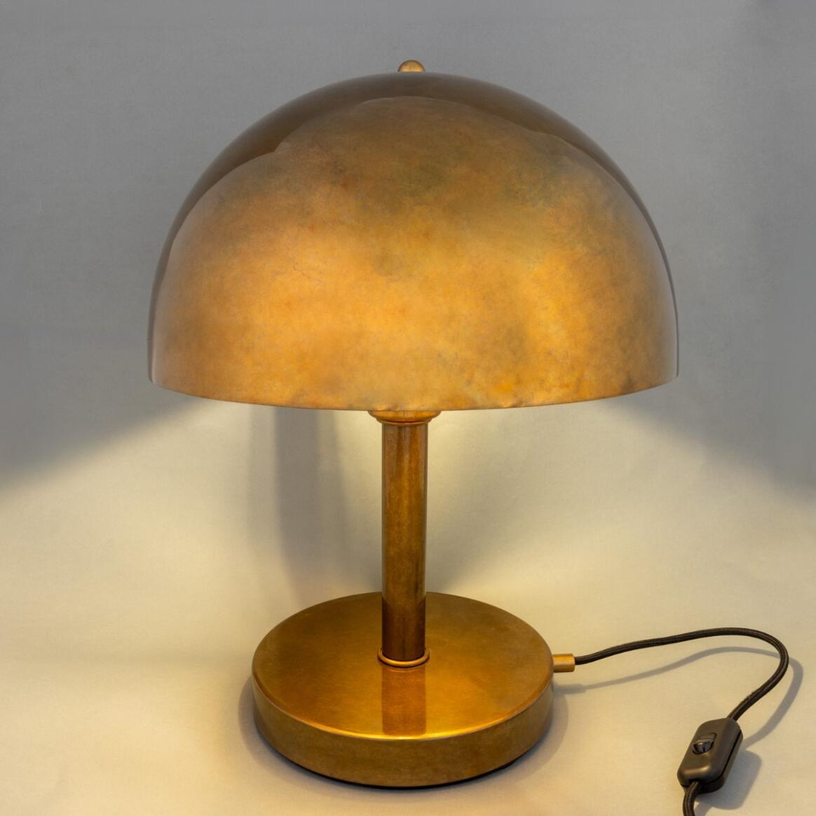 Mullan Turku Modern Brass Dome Table Lamp 30cm IP20 - Antique Brass Finish