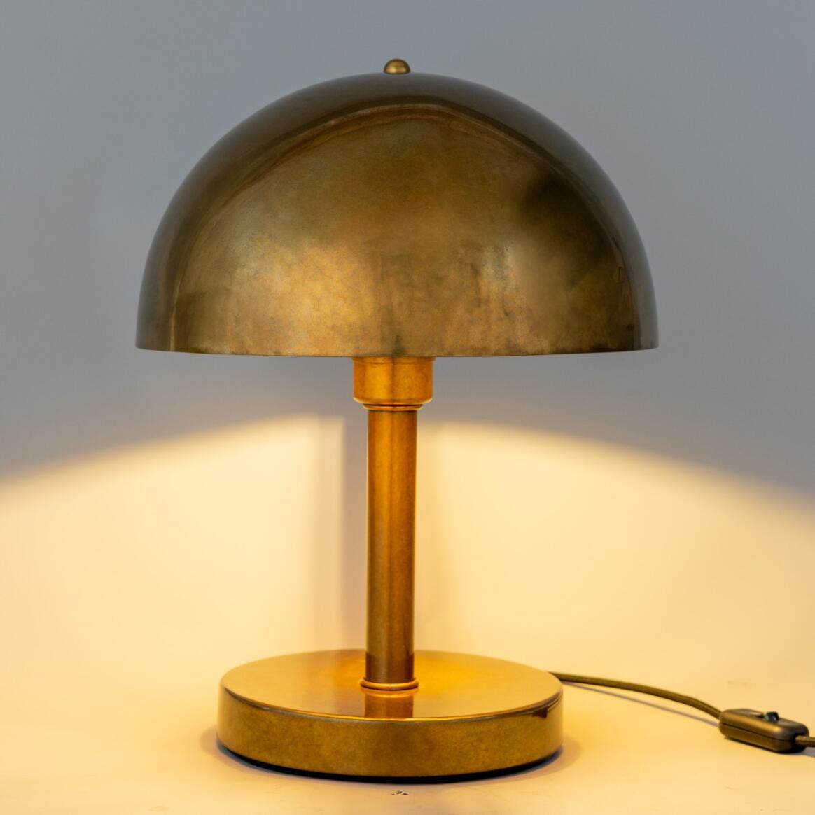 Mullan Turku Modern Brass Dome Table Lamp 30cm IP20 - Antique Brass Finish