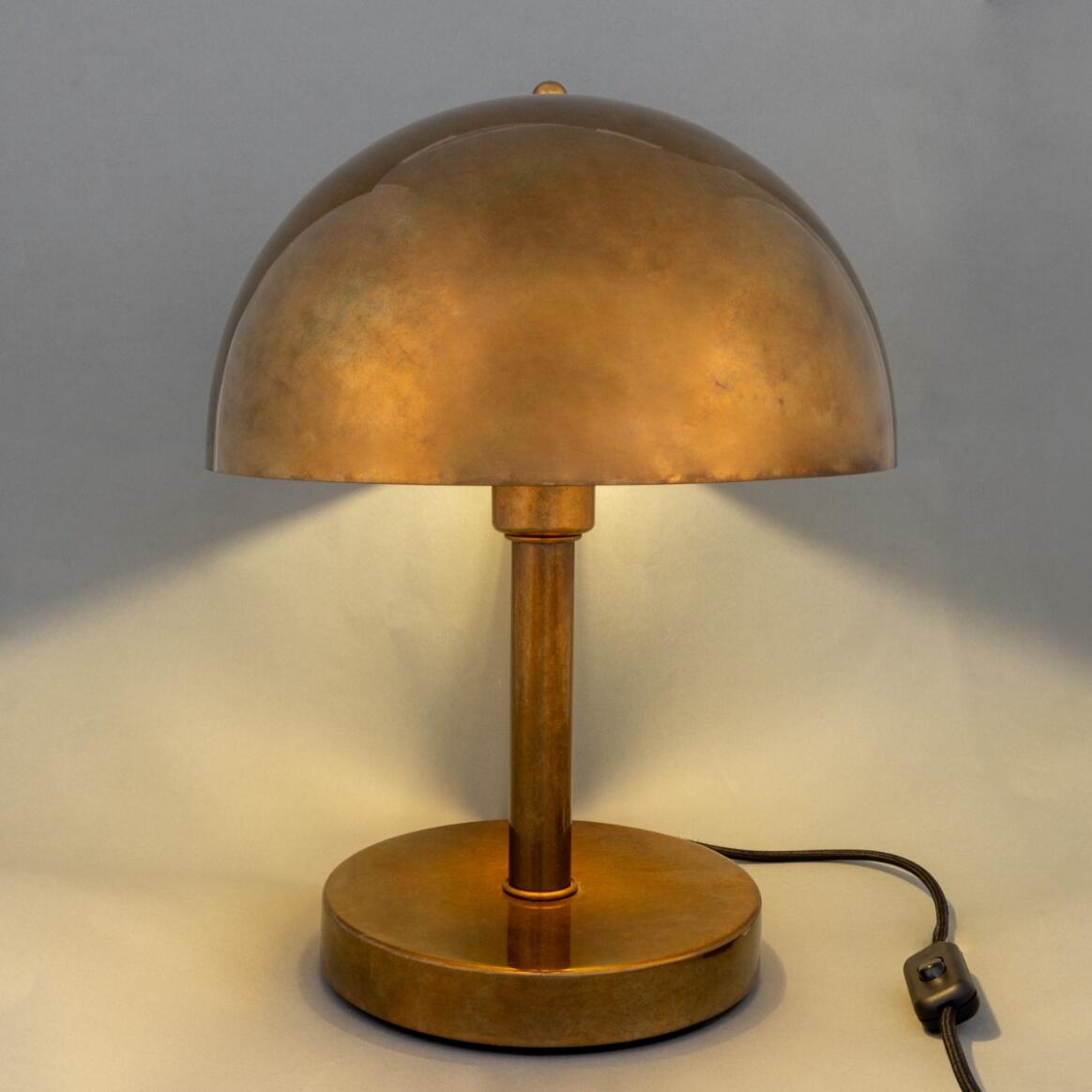 Mullan Turku Modern Brass Dome Table Lamp 30cm IP20 - Antique Brass Finish