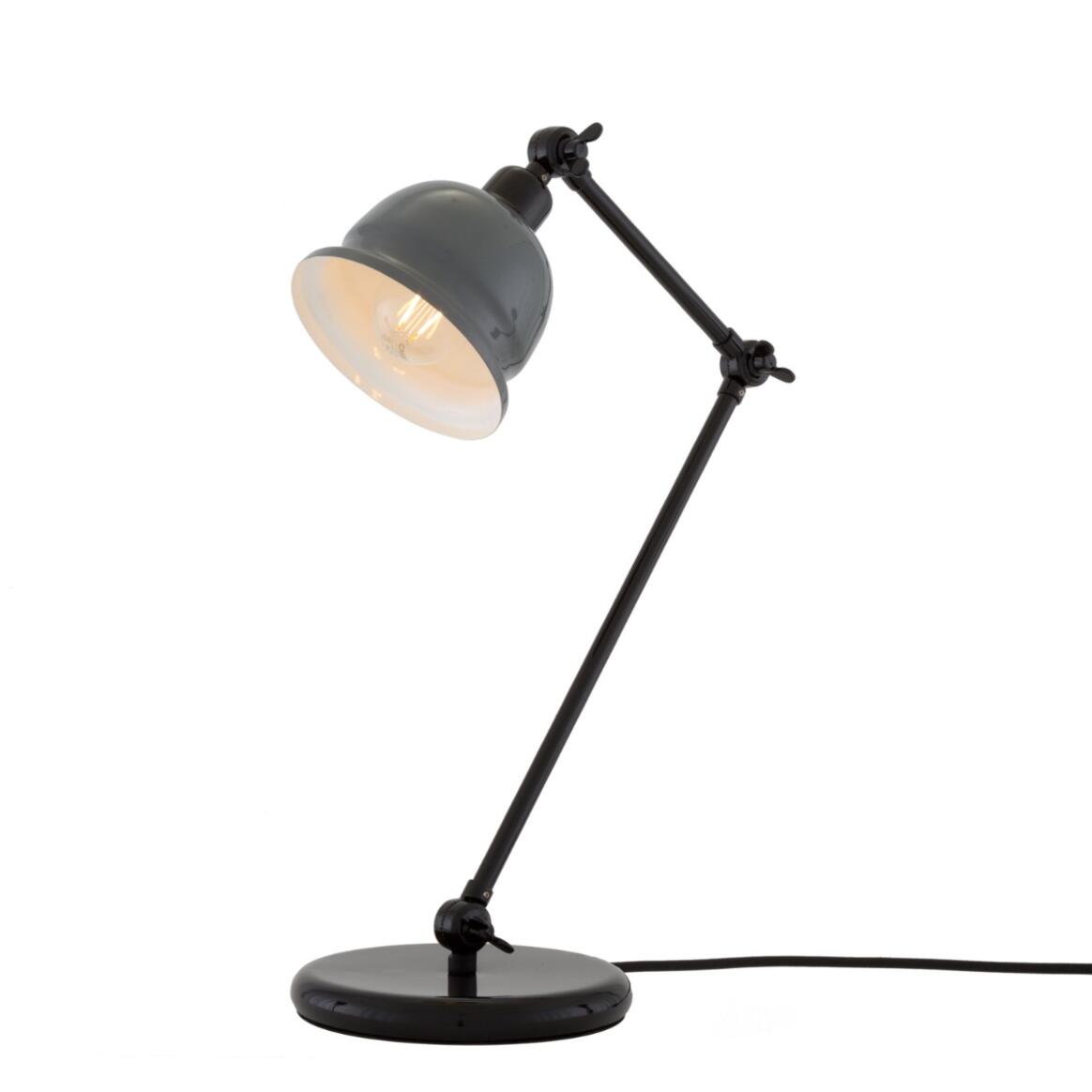 Mullan Nico Table Lamp - Powder Coated Black Finish - Powder Coated Grey / White Inner Metal Shade