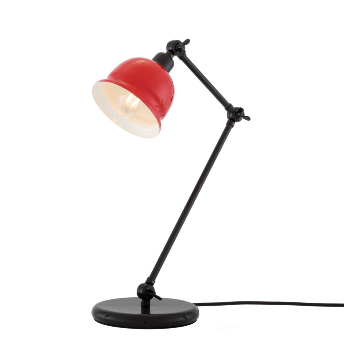 Mullan Nico Table Lamp - Powder Coated Black Finish - Powder-Coated Red / White Inner Metal Shad