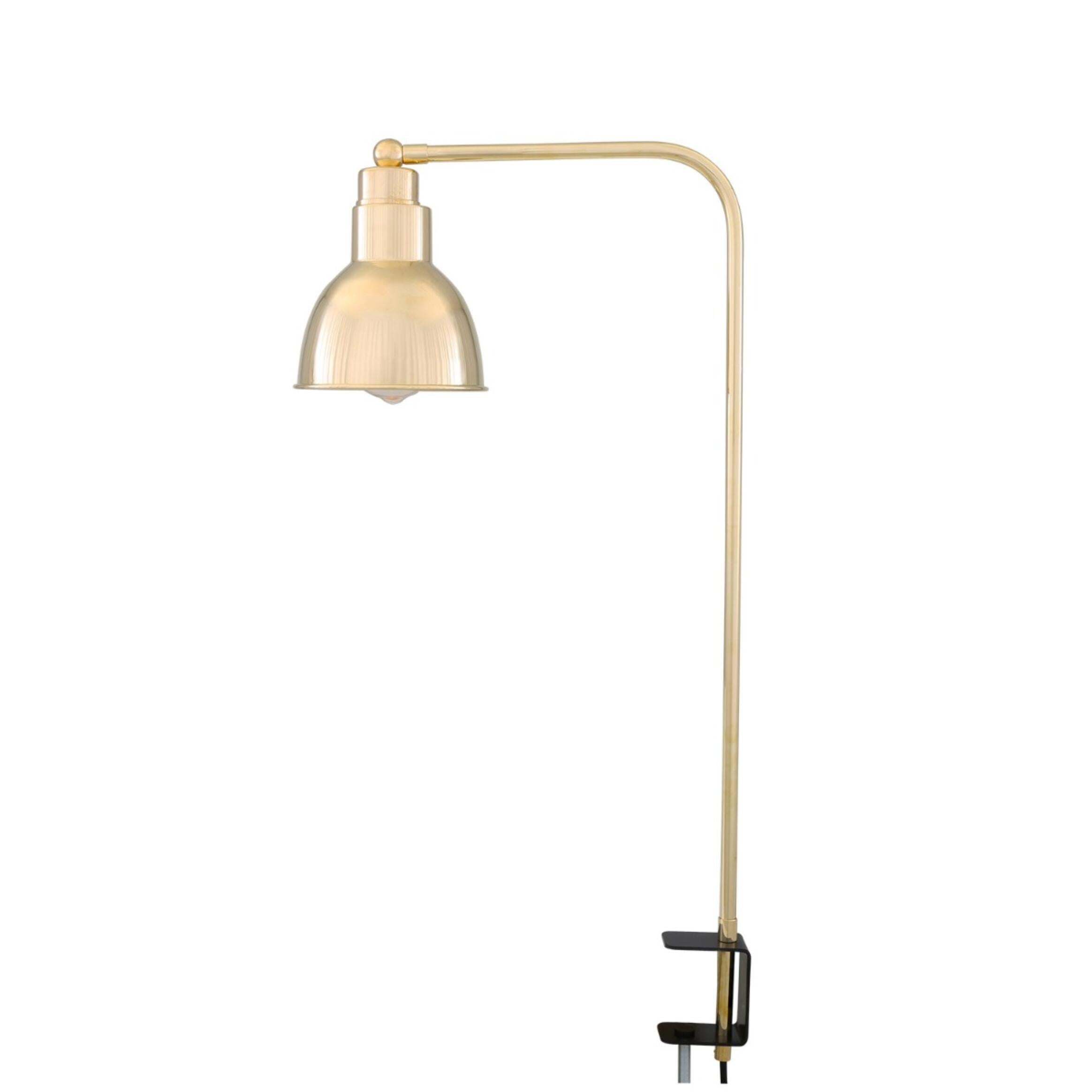 Mullan Baku Brass Table Lamp with Desk Clamp Polished Brass Finish
