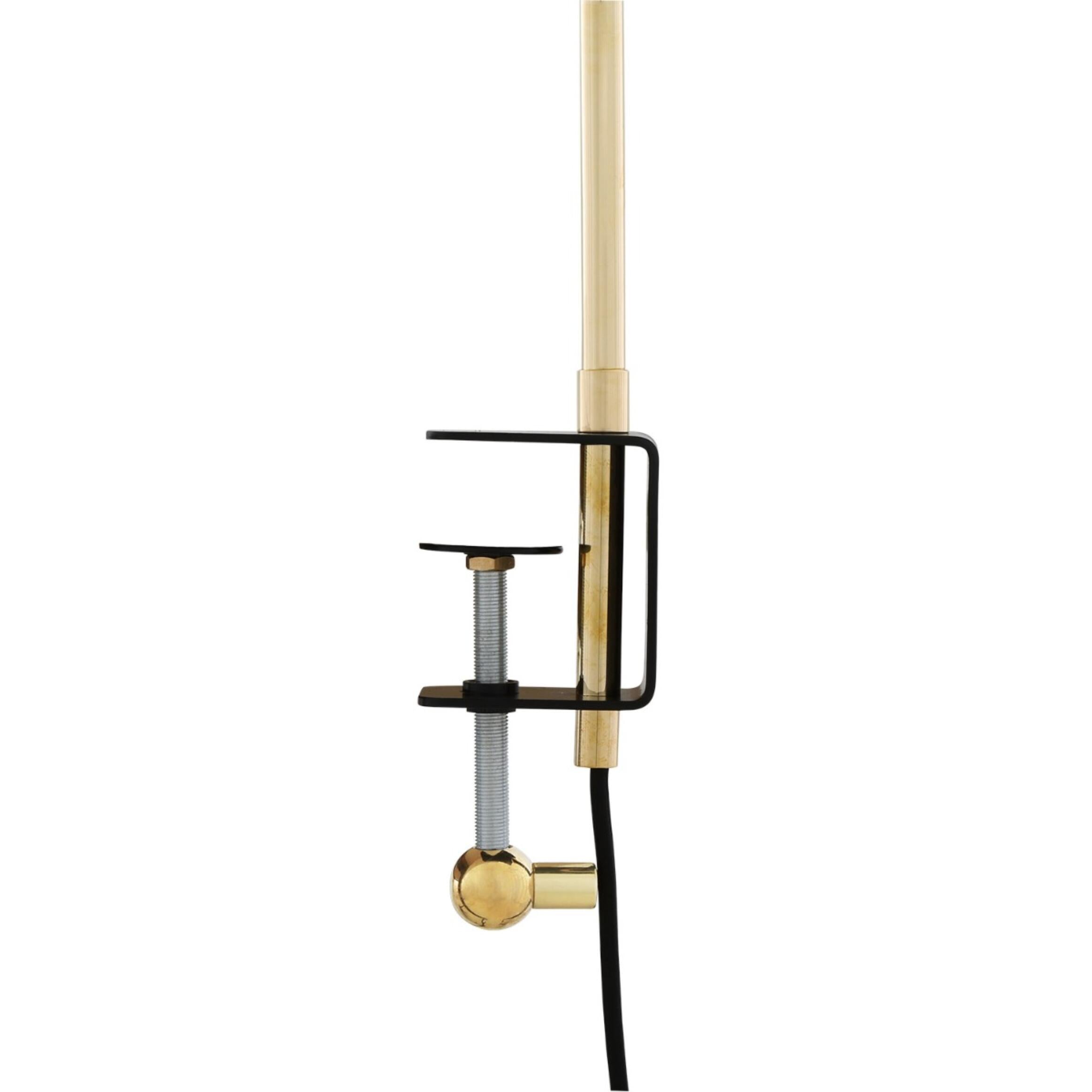 Mullan Baku Brass Table Lamp with Desk Clamp Polished Brass Finish