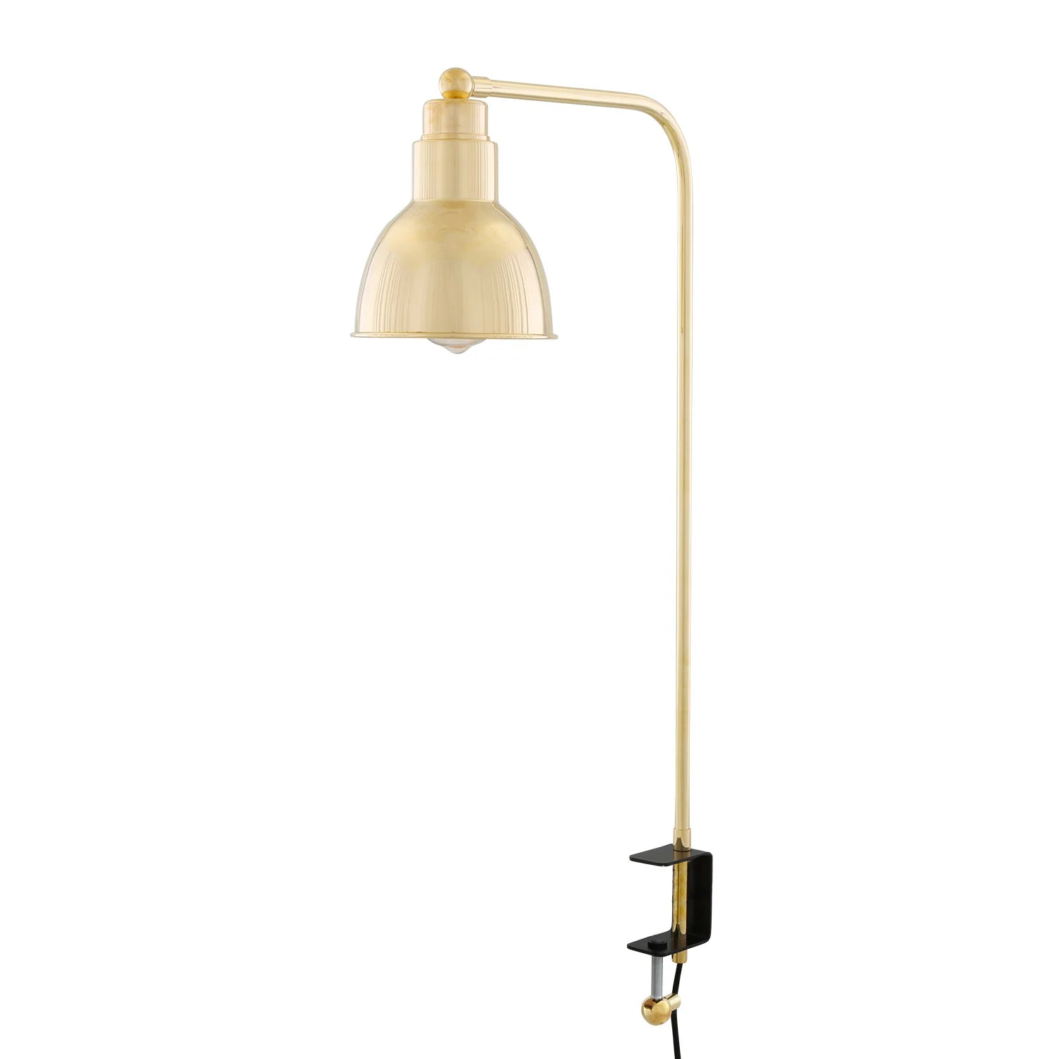 Mullan Baku Brass Table Lamp with Desk Clamp Polished Brass Finish