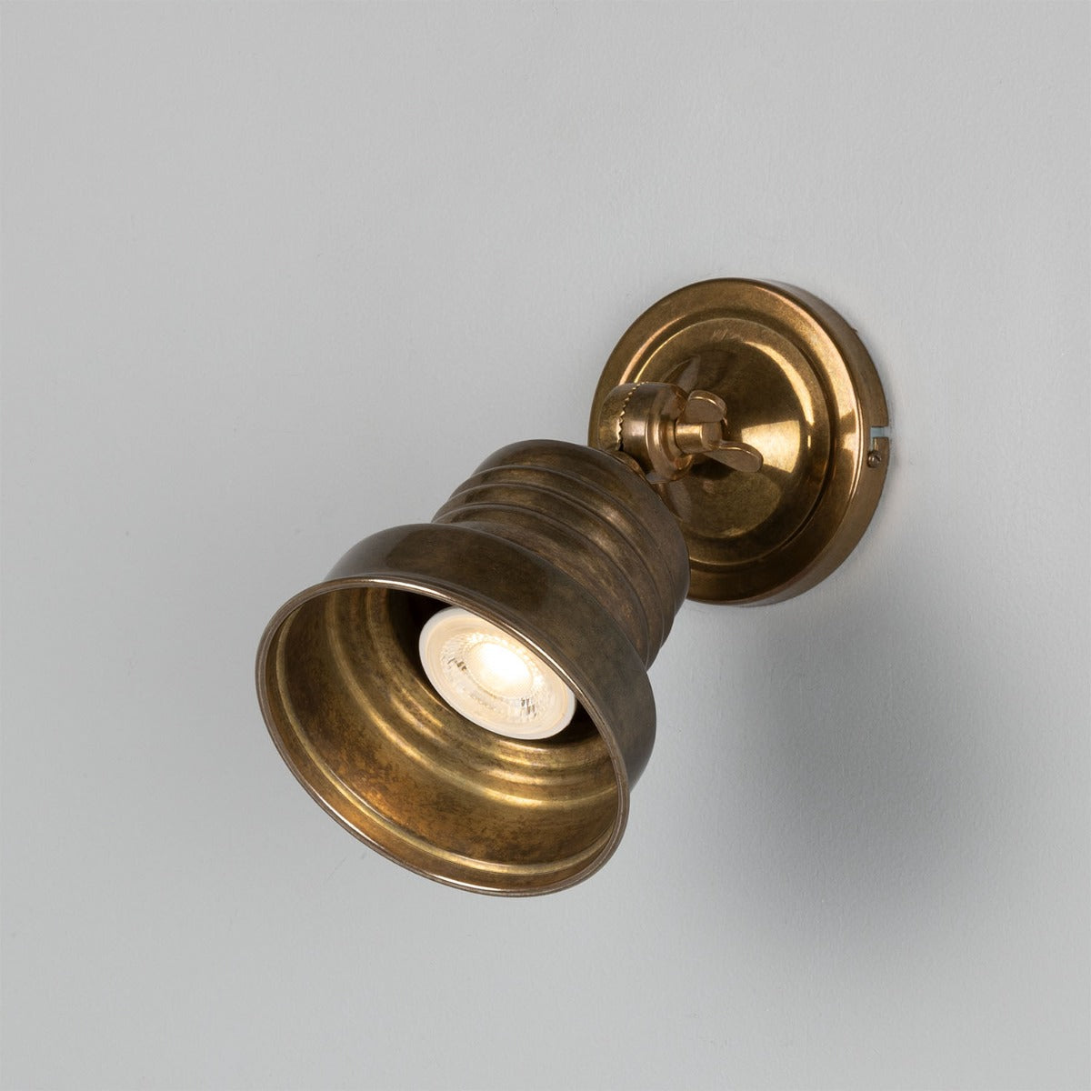 Mullan - Sucre Industrial Adjustable Brass Spotlight - Antique Brass Finish