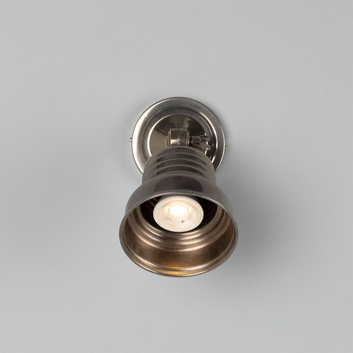 Mullan - Sucre Industrial Adjustable Brass Spotlight - Antique Silver Finish