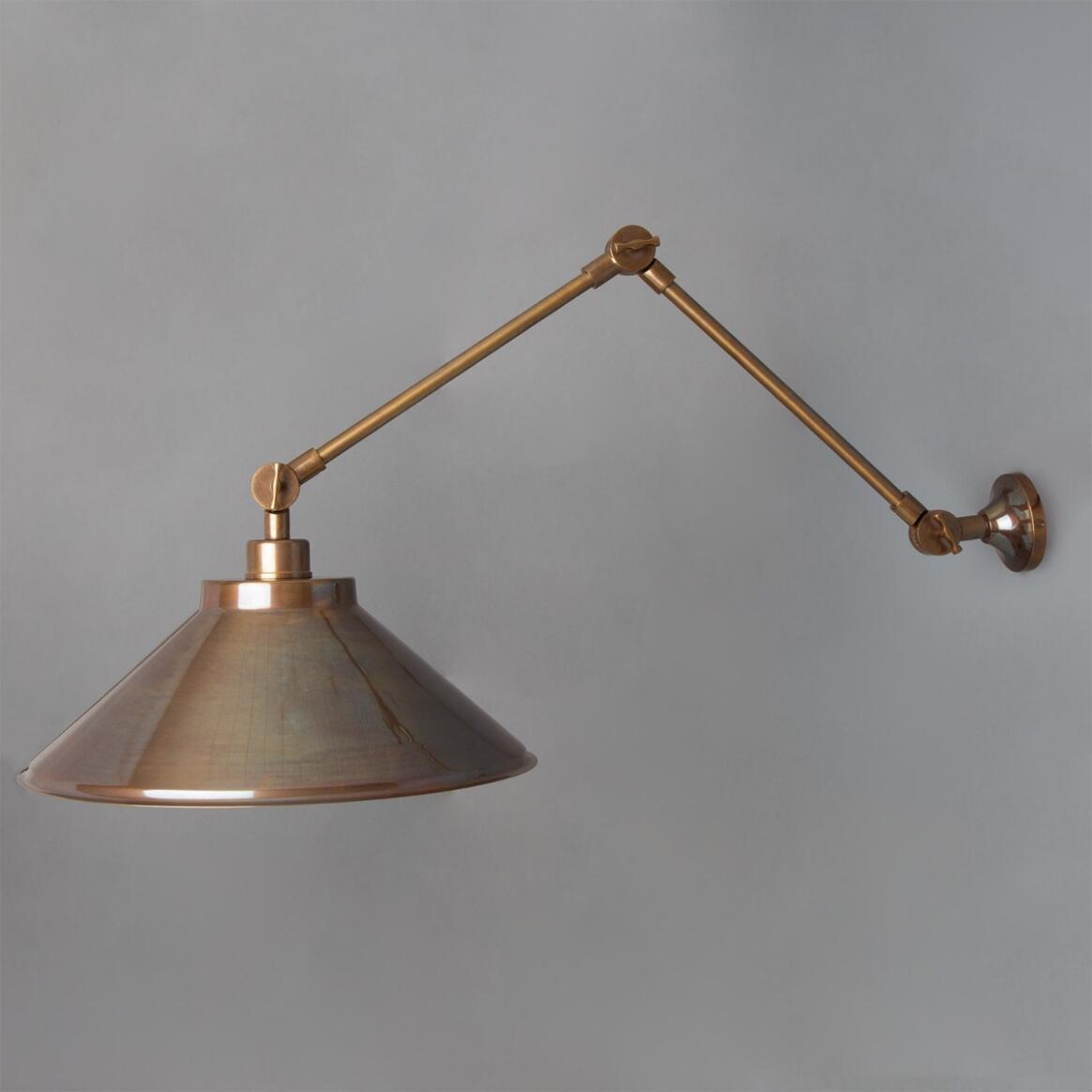 Mullan - Rio Adjustable Industrial Wall Light 37cm IP20 - Antique Brass Finish