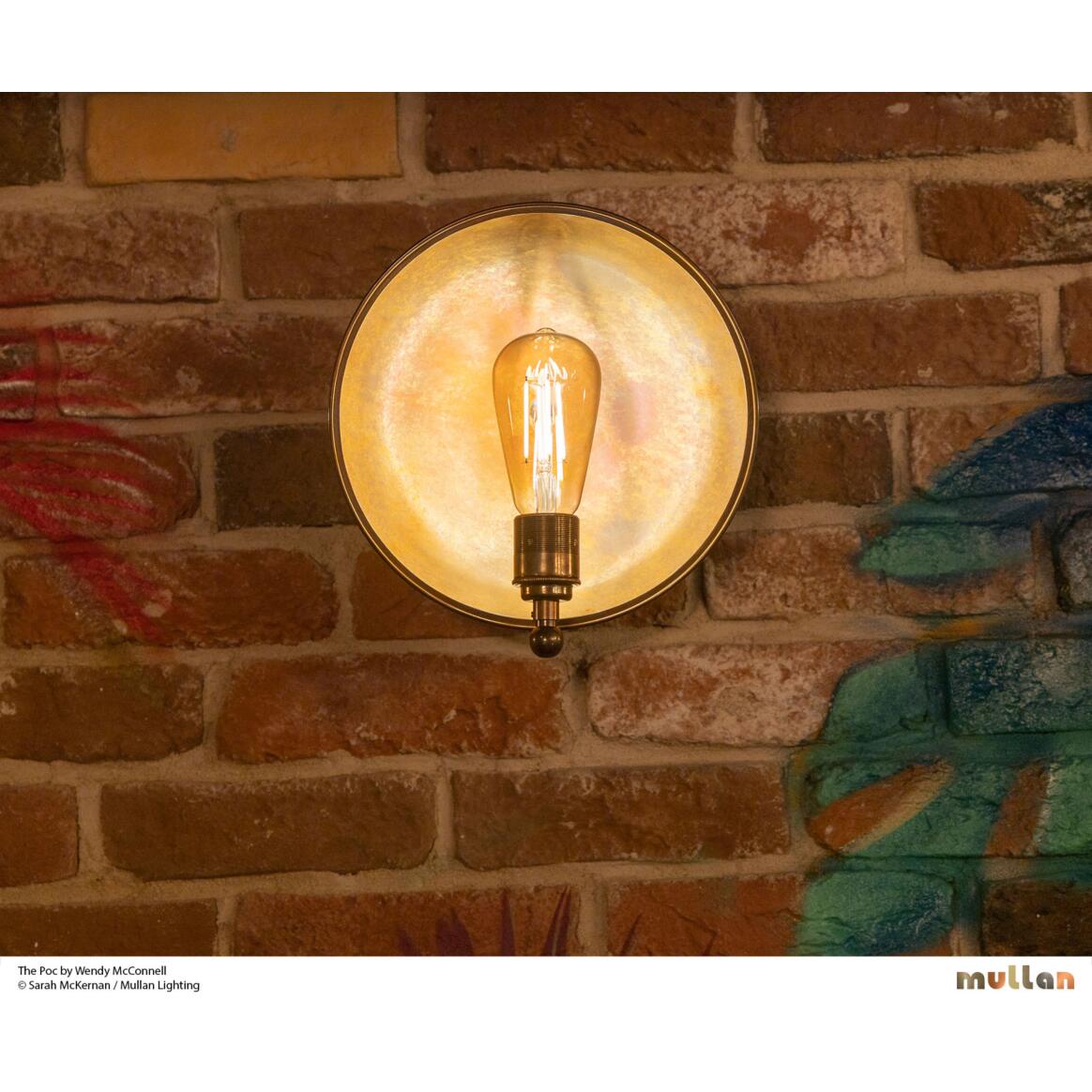 Mullan - Chulainn Industrial Brass Dish Wall Light 25cm IP20 - Antique Silver Finish