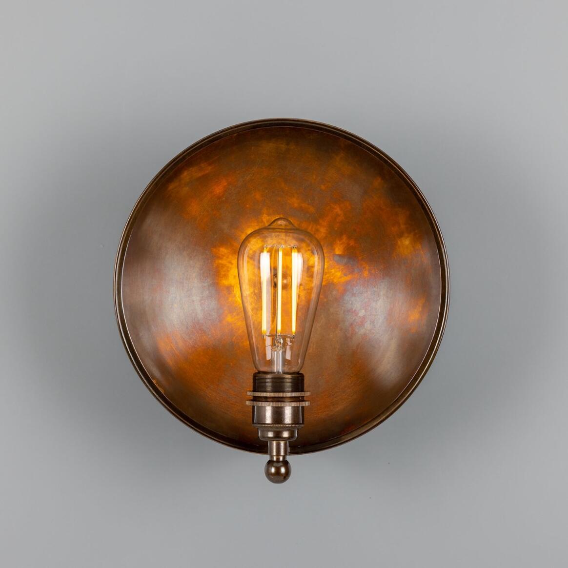 Mullan - Chulainn Industrial Brass Dish Wall Light 25cm IP20 - Antique Brass Finish