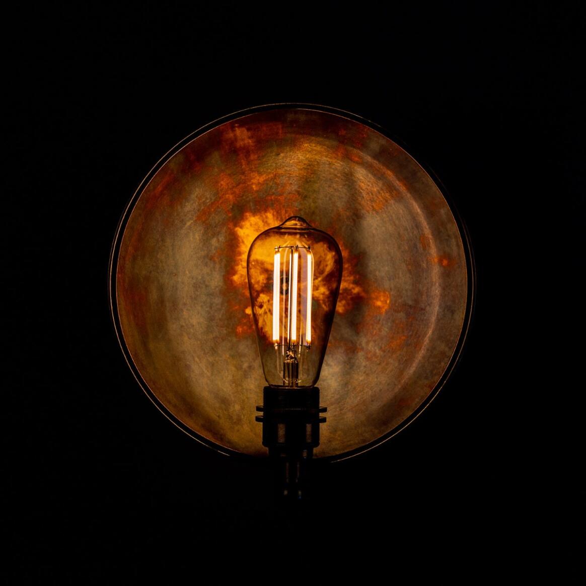 Mullan - Chulainn Industrial Brass Dish Wall Light 25cm IP20 - Antique Brass Finish