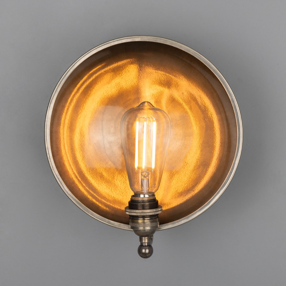 Mullan - Chulainn Industrial Brass Dish Wall Light 25cm IP20 - Antique Silver Finish