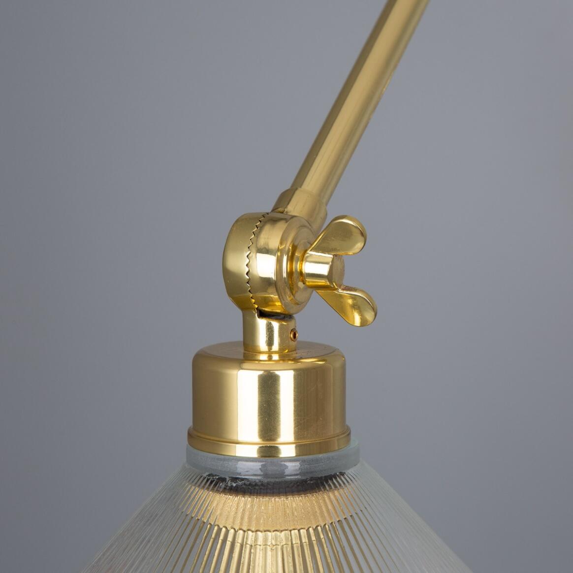Mullan - Rebell Adjustable Arm Wall Light with Prismatic Glass Shade 30cm IP20 - Polished Brass Finish