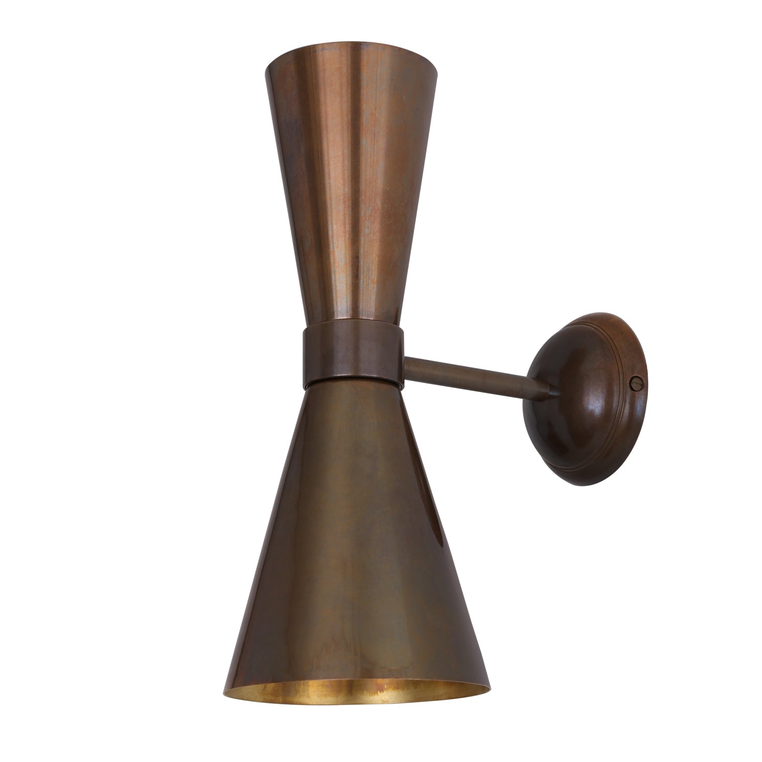 Mullan - Amias Mid-Century Double Brass Cone Wall Light 14cm IP20 - Antique Brass Finish