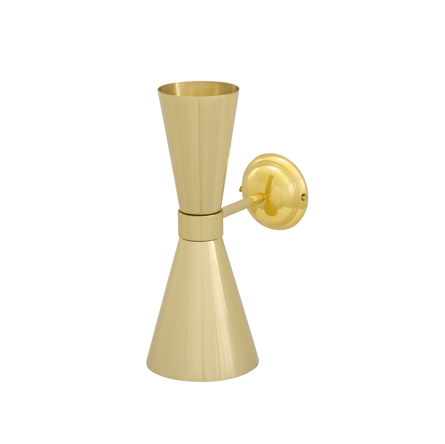 Mullan - Amias Mid-Century Double Brass Cone Wall Light 14cm IP20 - Polished Brass Finish