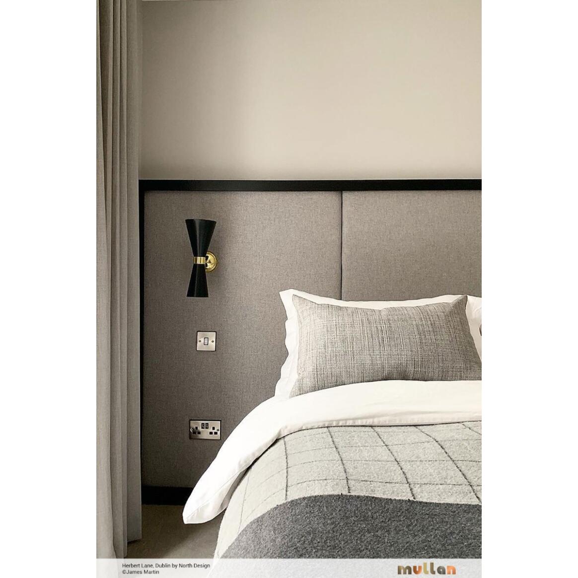 Mullan - Cairo Mid-Century Double Cone Brass Wall Light 23cm IP20 - Powder Coated Matte Black Polished Brass Finish