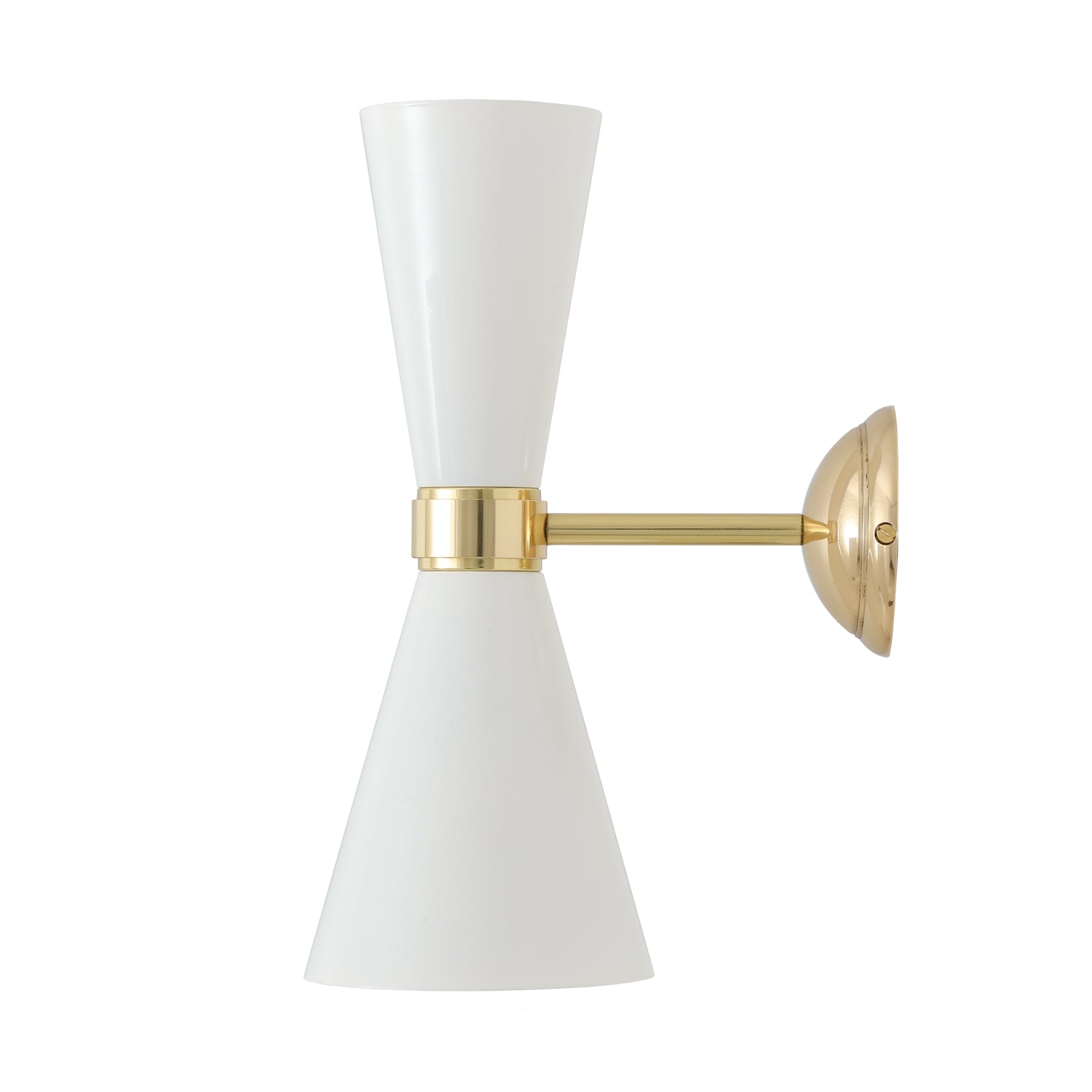 Mullan - Cairo Mid-Century Double Cone Brass Wall Light 23cm IP20 - Powder Coated White Polished Brass Finish