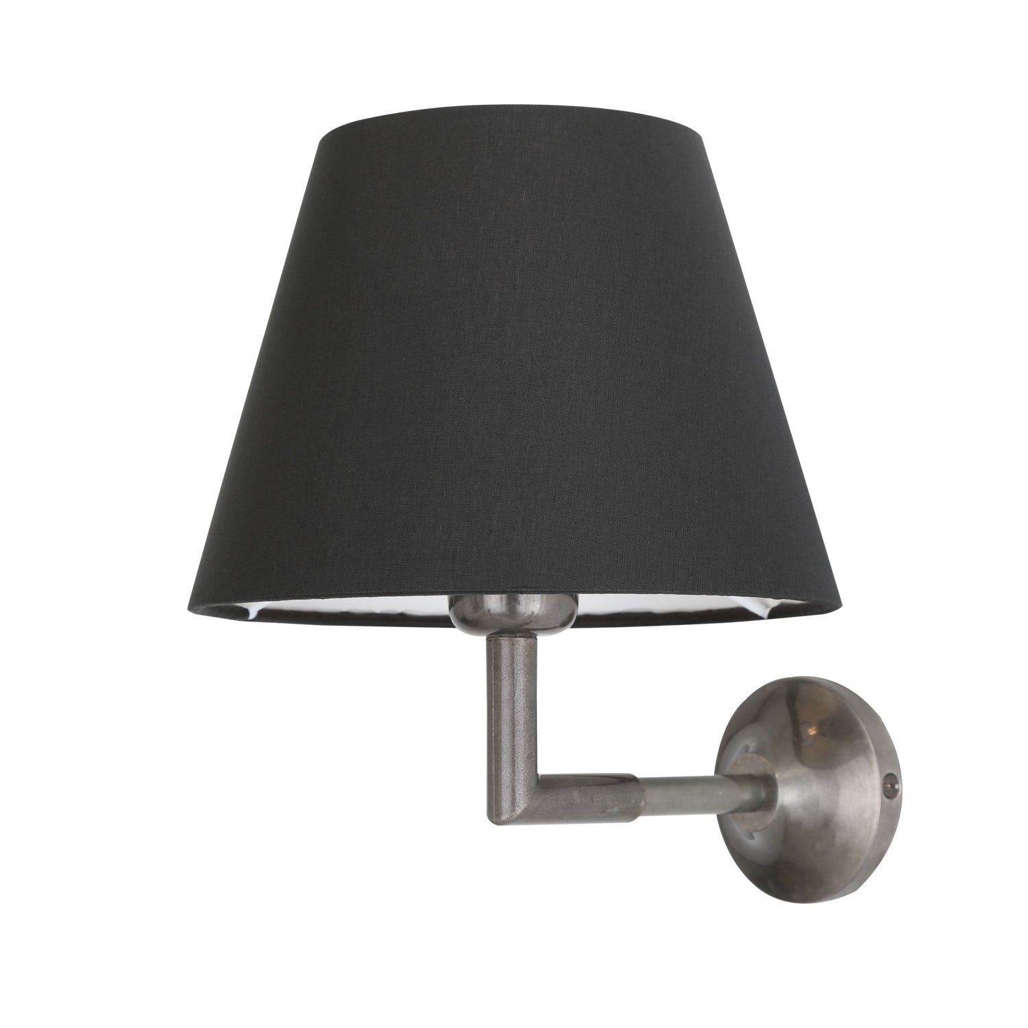Mullan - Kilkee Modern Brass Wall Light with Fabric Shade 20cm IP20 - Antique Silver Finish