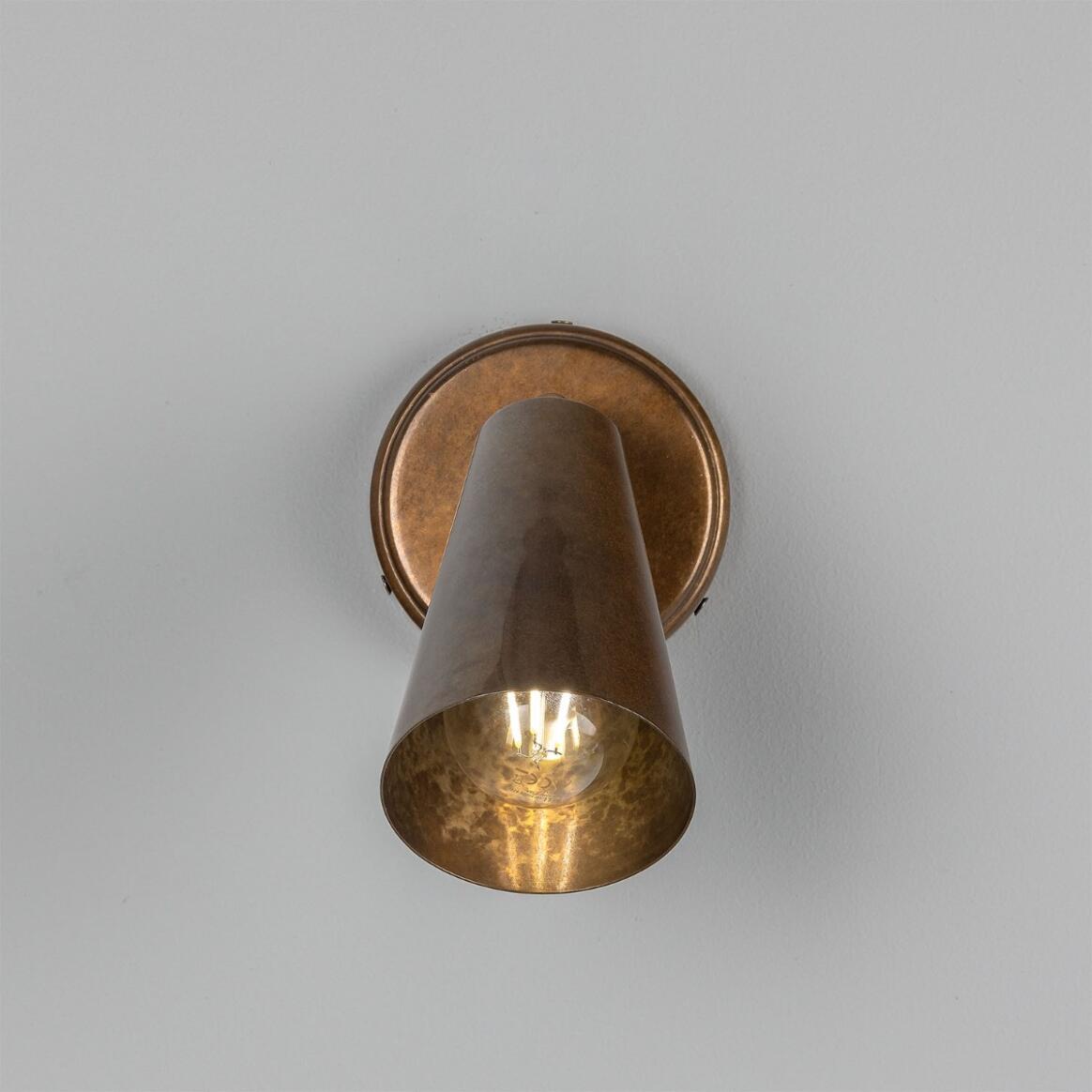 Mullan - Cashel Adjustable Brass Cone Wall Light 12cm IP20 - Antique Brass Finish