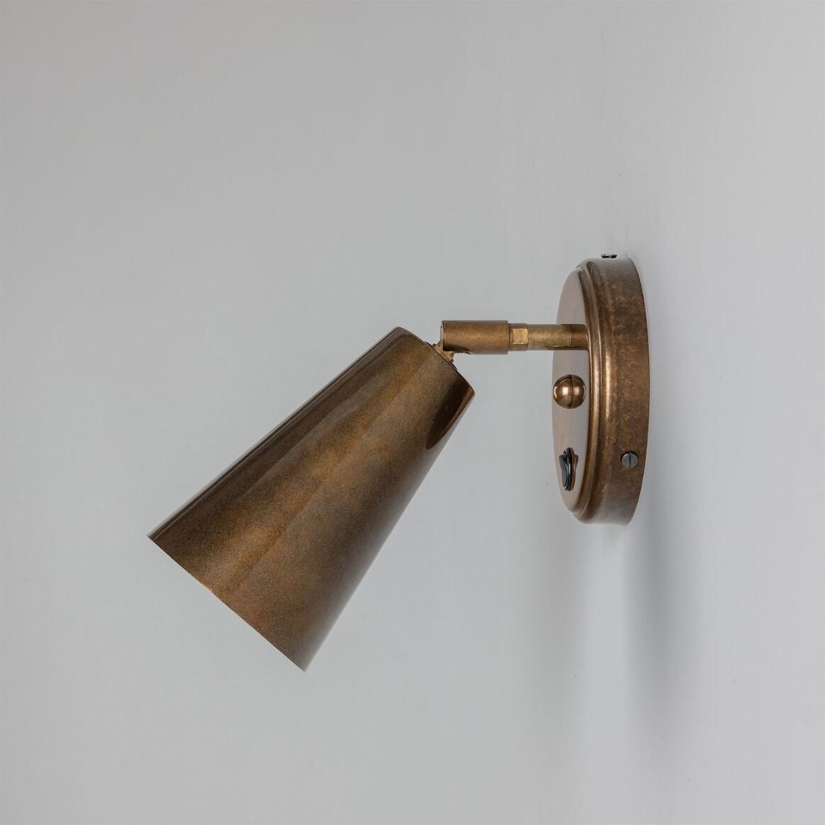 Mullan - Cashel Adjustable Brass Cone Wall Light 12cm IP20 - Antique Brass Finish