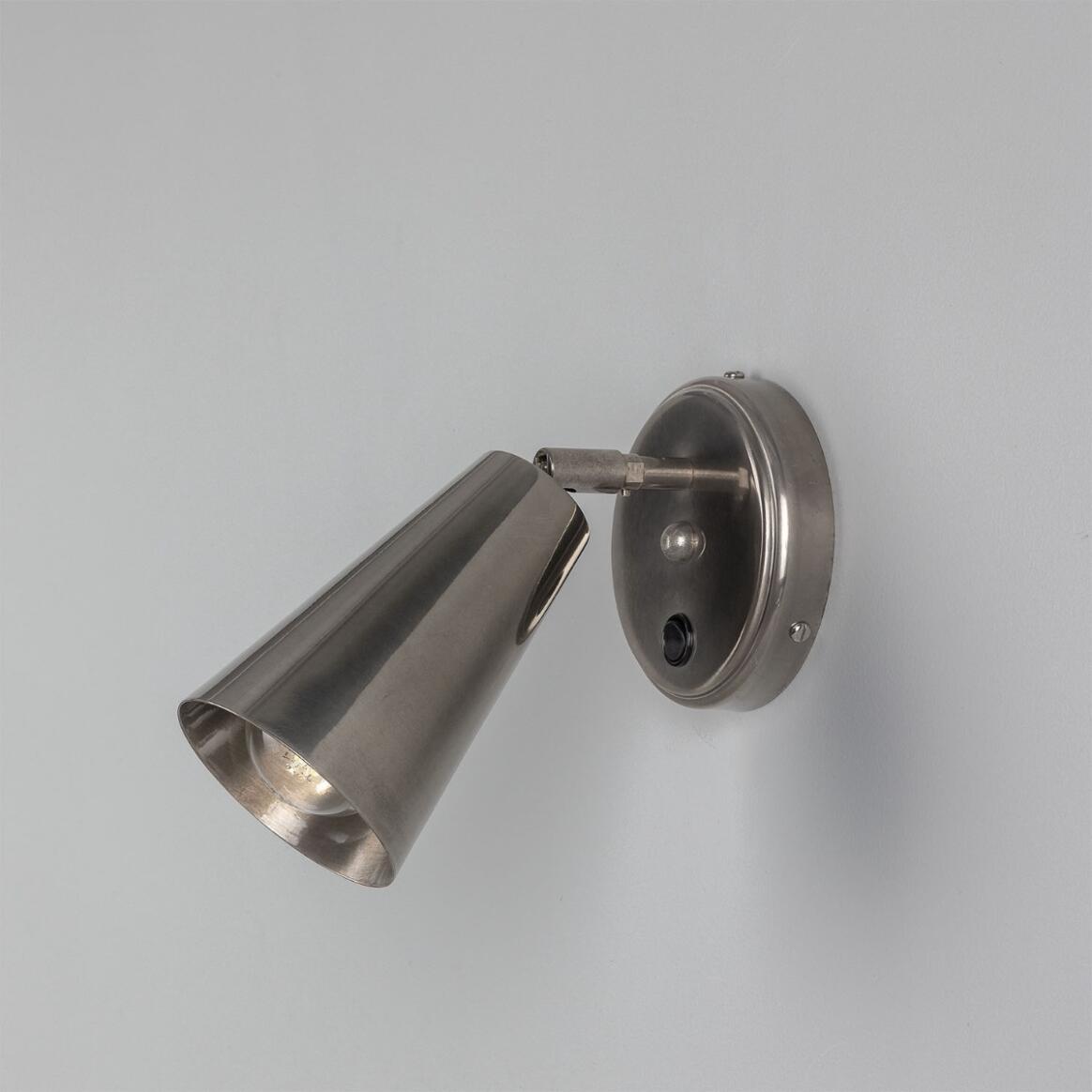 Mullan - Cashel Adjustable Brass Cone Wall Light 12cm IP20 - Antique Silver Finish