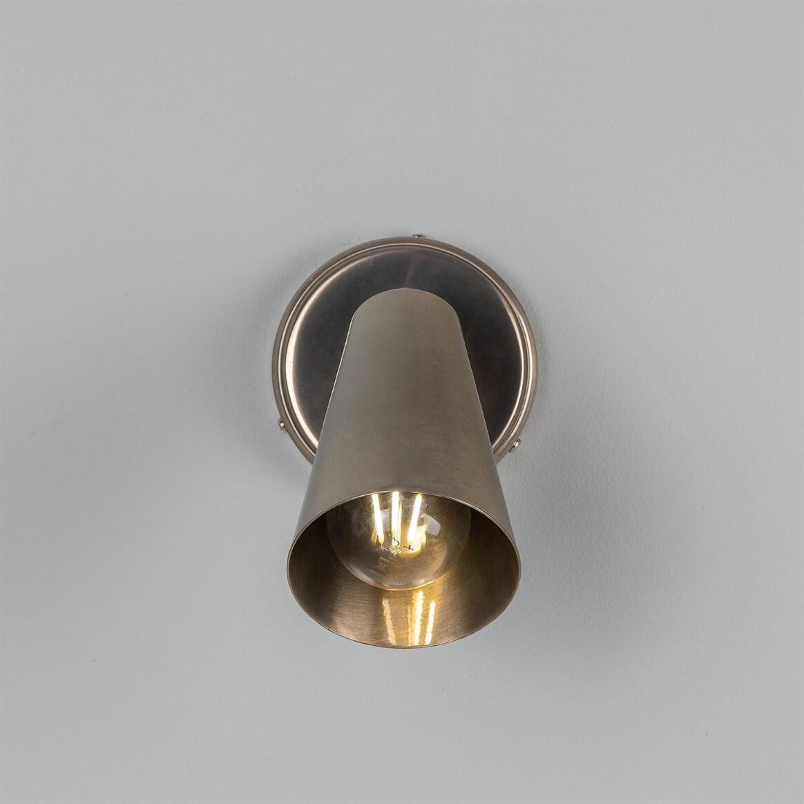 Mullan - Cashel Adjustable Brass Cone Wall Light 12cm IP20 - Antique Silver Finish