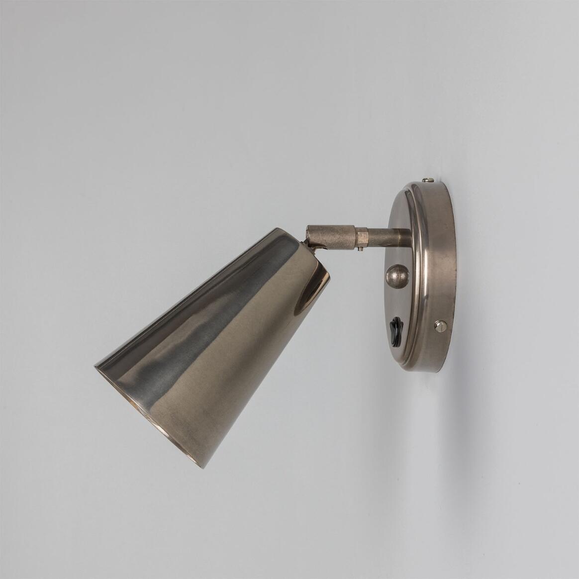 Mullan - Cashel Adjustable Brass Cone Wall Light 12cm IP20 - Antique Silver Finish