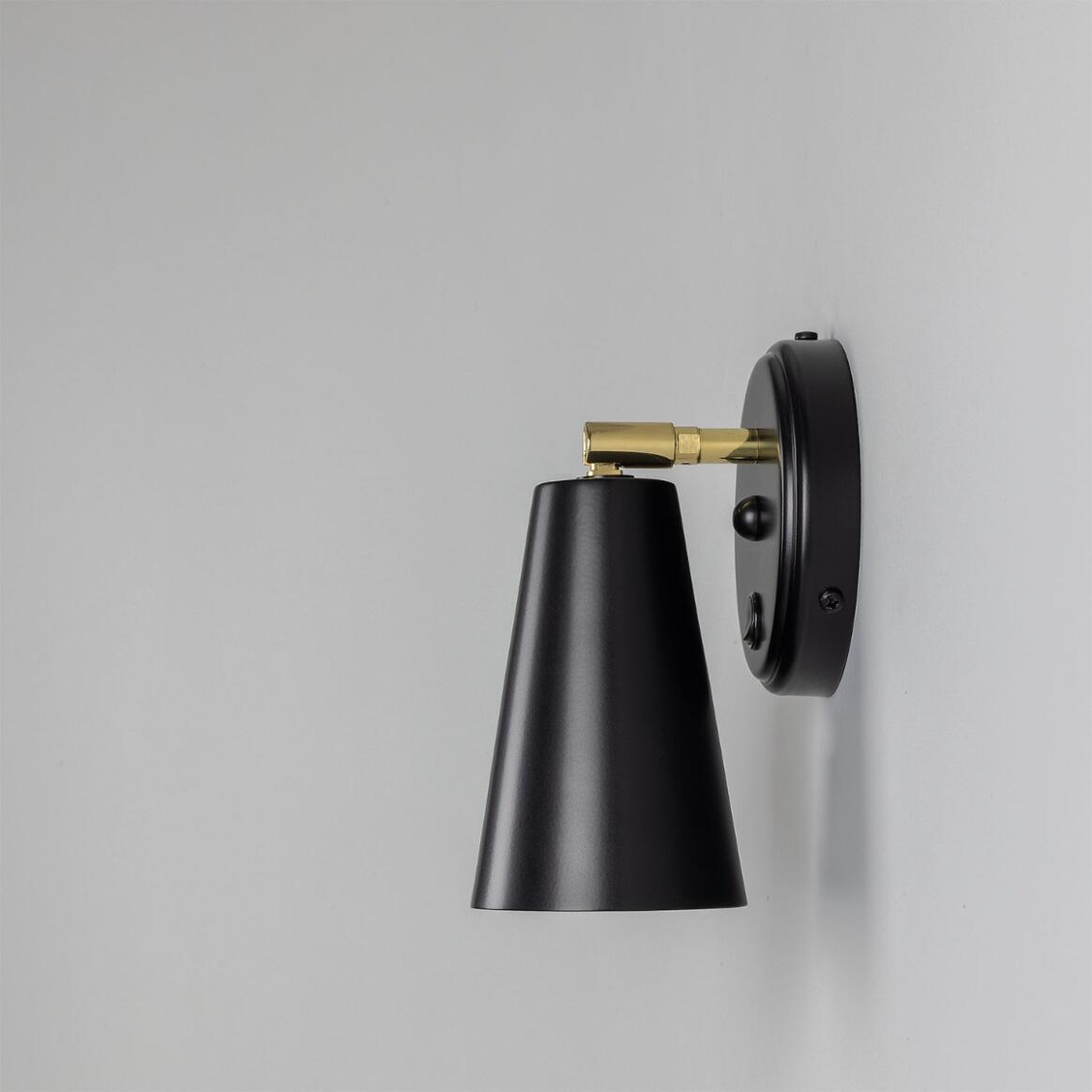 Mullan - Cashel Adjustable Brass Cone Wall Light 12cm IP20 - Powder Coated Matte Black Finish