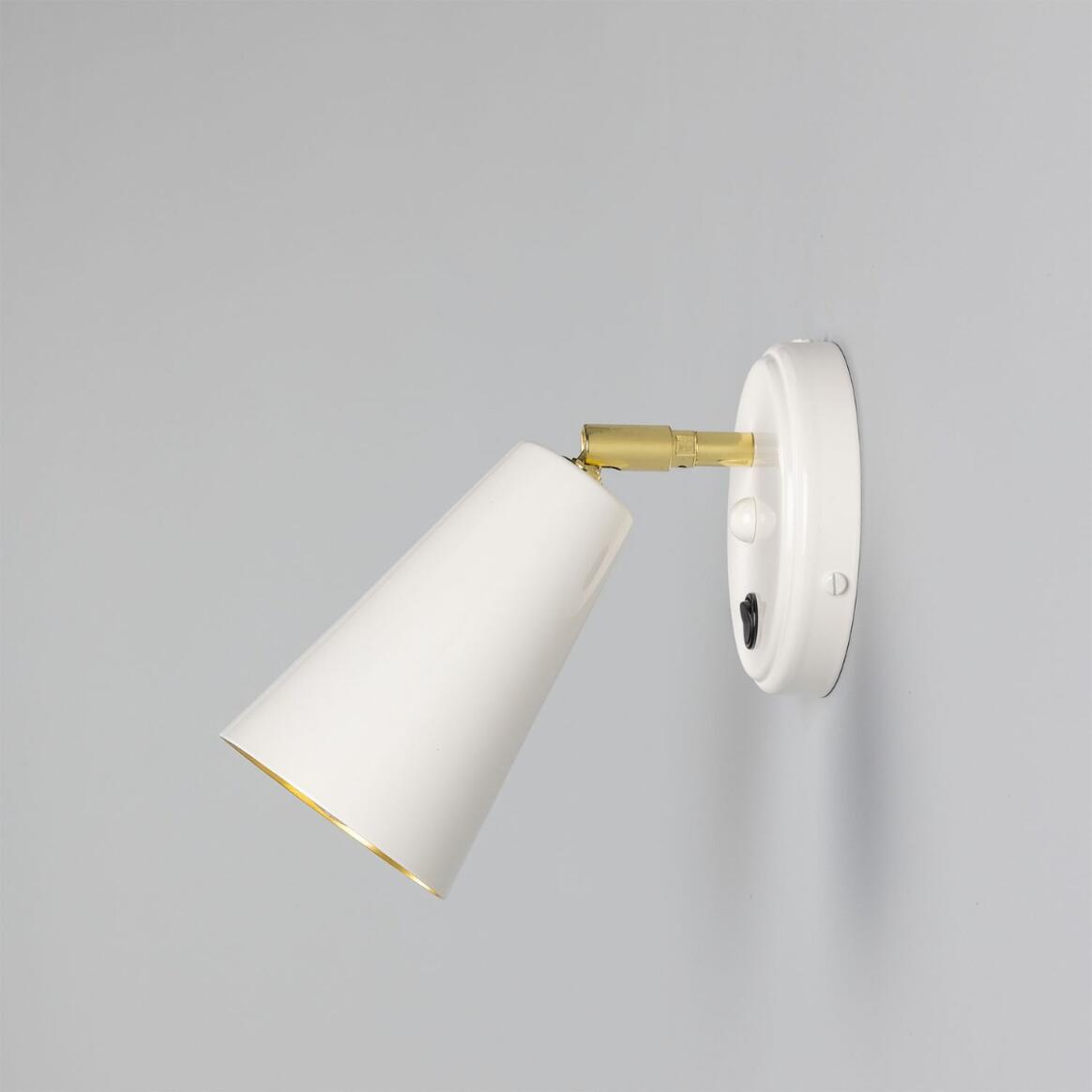 Mullan - Cashel Adjustable Brass Cone Wall Light 12cm IP20 - Powder Coated White Finish