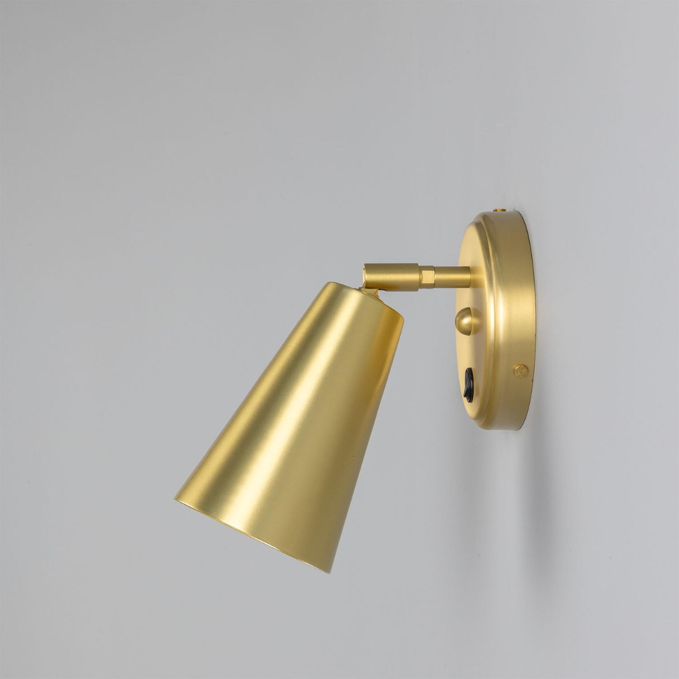 Mullan - Cashel Adjustable Brass Cone Wall Light 12cm IP20 - Satin Brass Finish