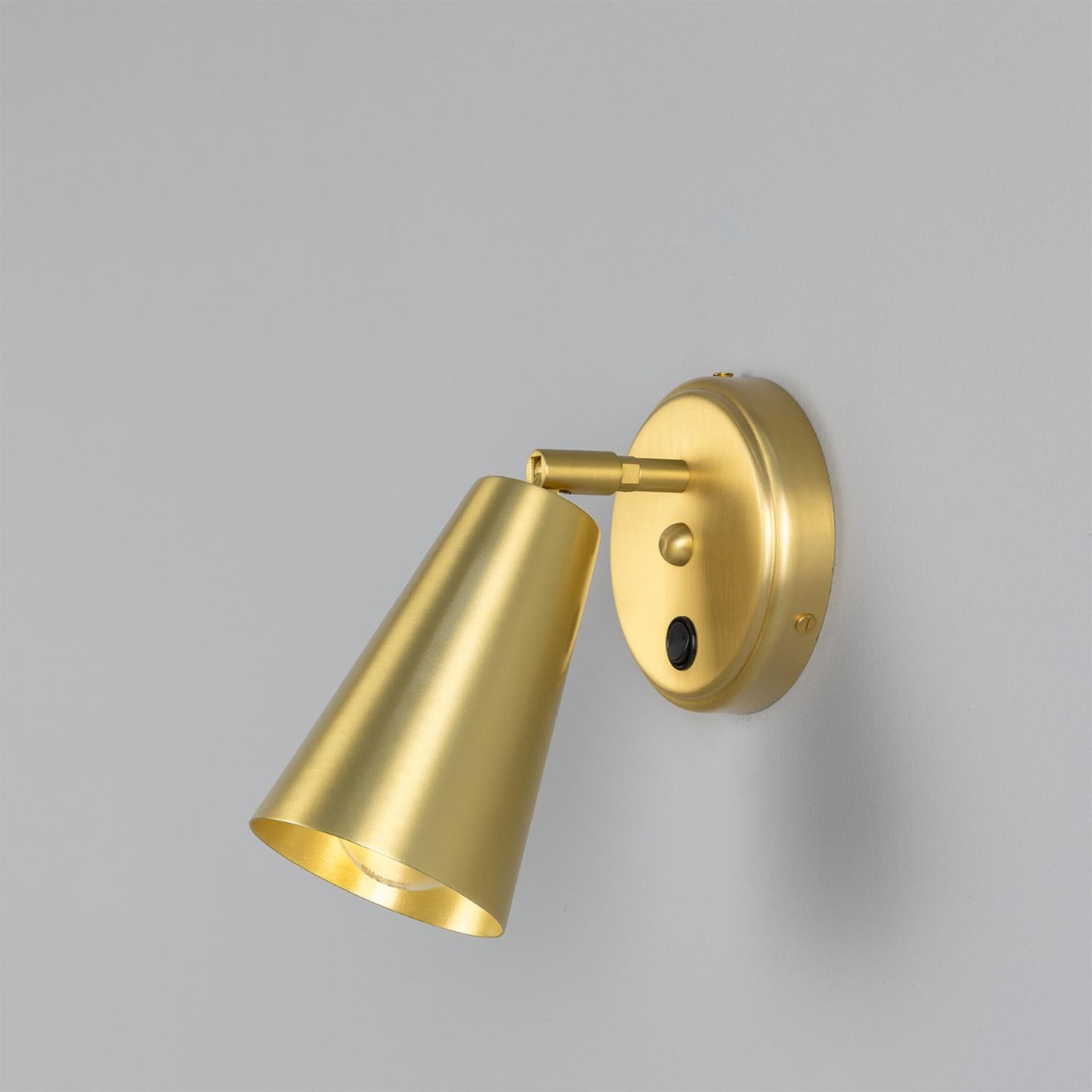 Mullan - Cashel Adjustable Brass Cone Wall Light 12cm IP20 - Satin Brass Finish