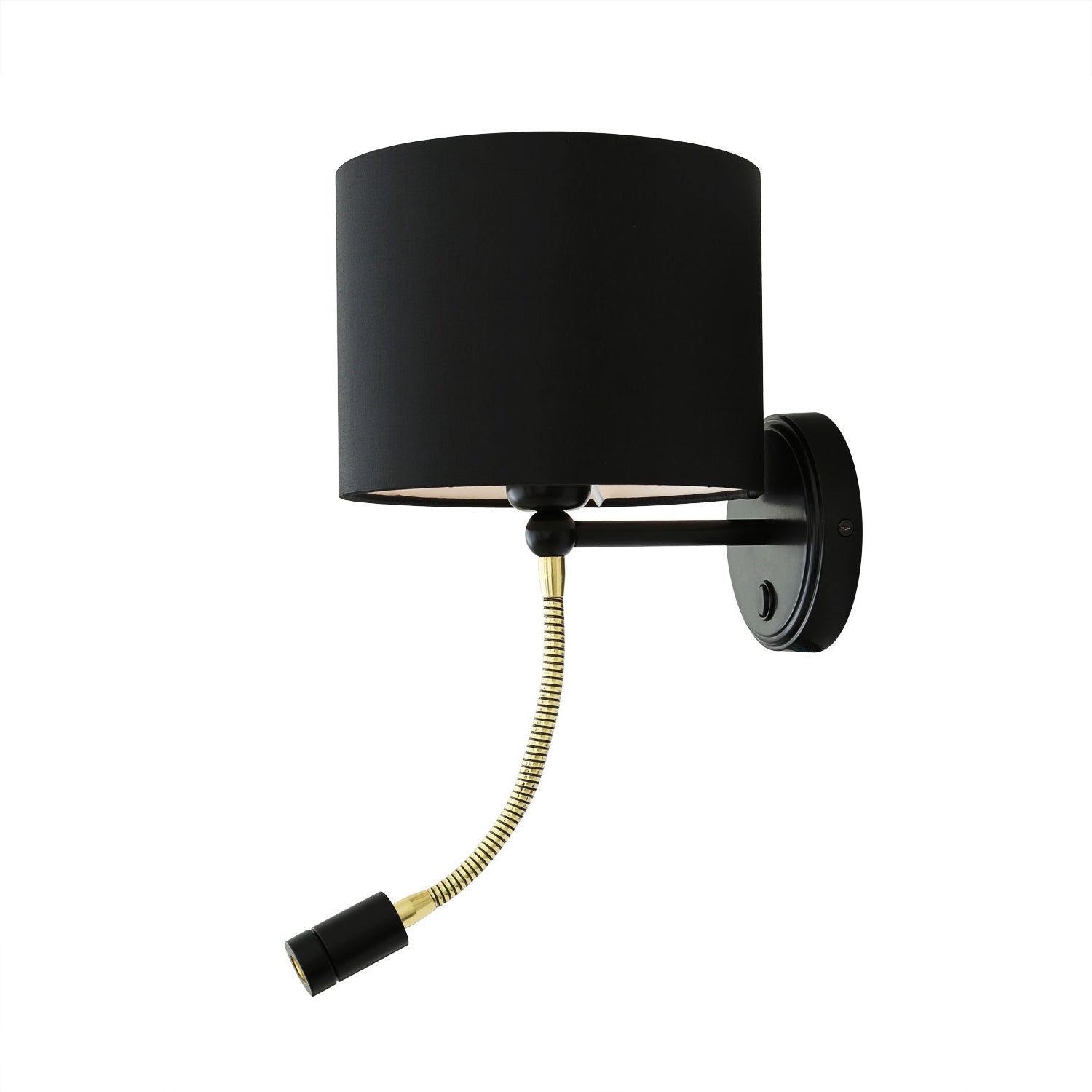 Mullan - Longford Brass Wall Light with Reading Spotlight 20cm IP20 - Powder Coated Matte Black Finish