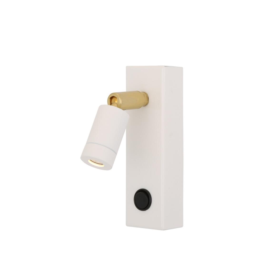 Mullan - Sampio Adjustable Brass Wall Spotlight 14cm IP20 - Powder Coated White Finish