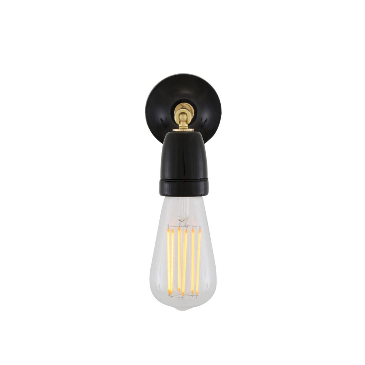 Mullan - Cabra Swivel Wall Light with Ceramic Lamp Holder - Black Finish