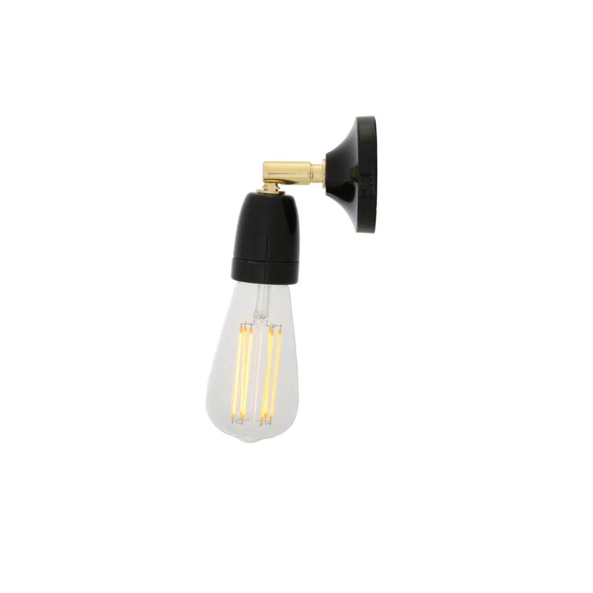 Mullan - Caltra Small Swivel Wall Light with Ceramic Lamp Holder - Black Finish