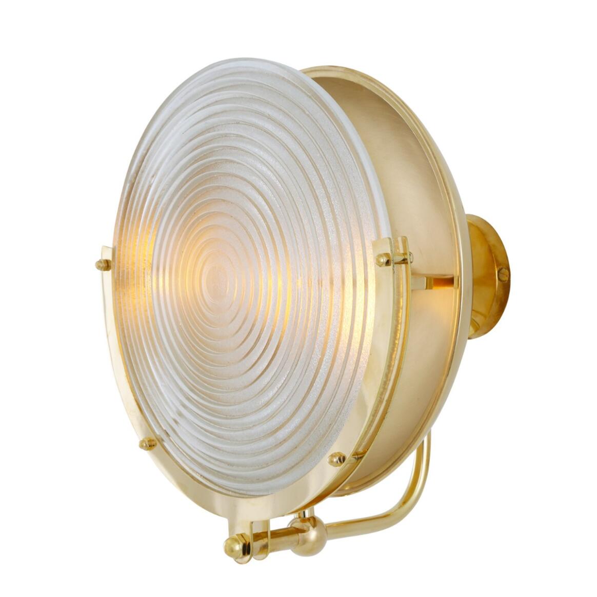 Mullan - Portland Prismatic Glass Dish Wall Light 27cm - Polished Brass Finish