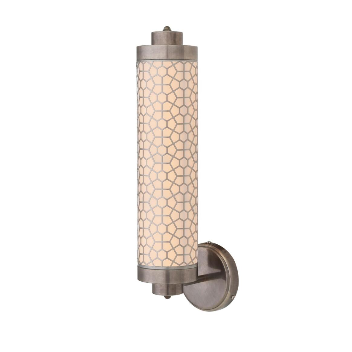 Mullan - Ocala Brass Wall Light with Hexagonal Mesh - Antique Silver Finish
