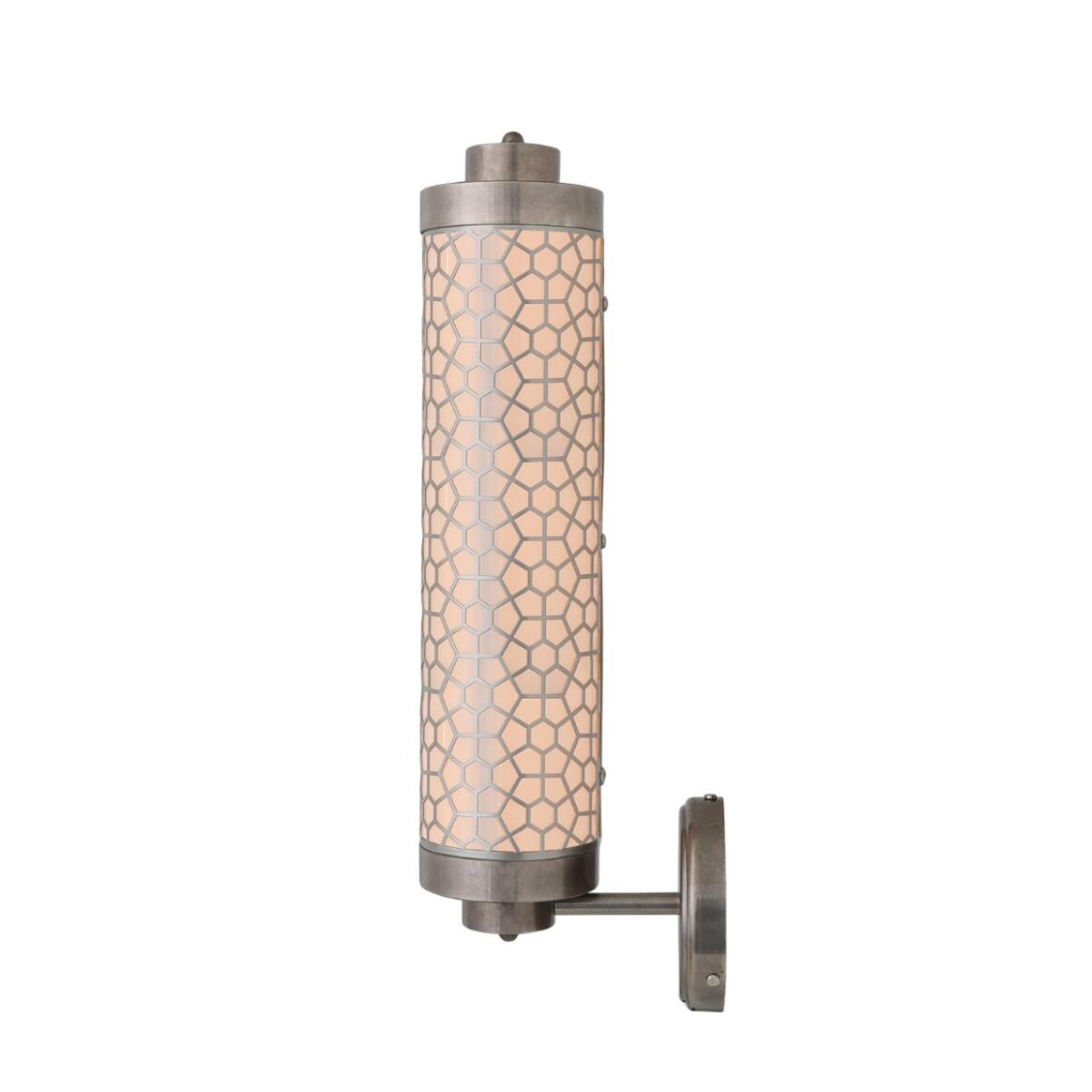 Mullan - Ocala Brass Wall Light with Hexagonal Mesh - Antique Silver Finish