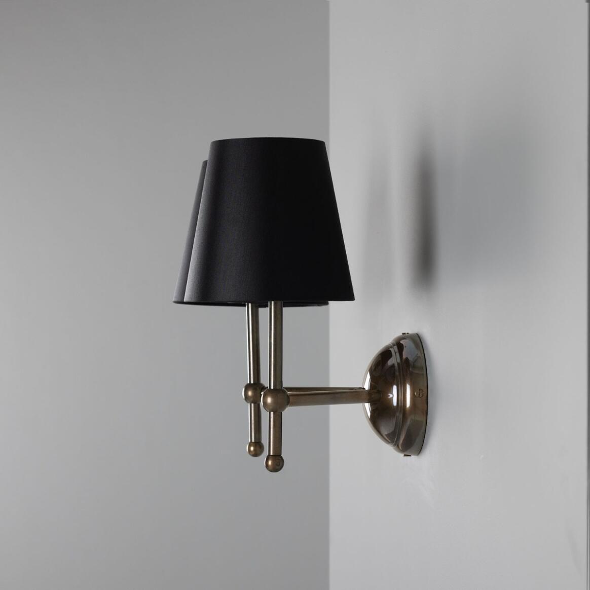 Mullan - Bursa Modern Brass Double Wall Light with Fabric Shades 34cm IP20 - Antique Brass Finish