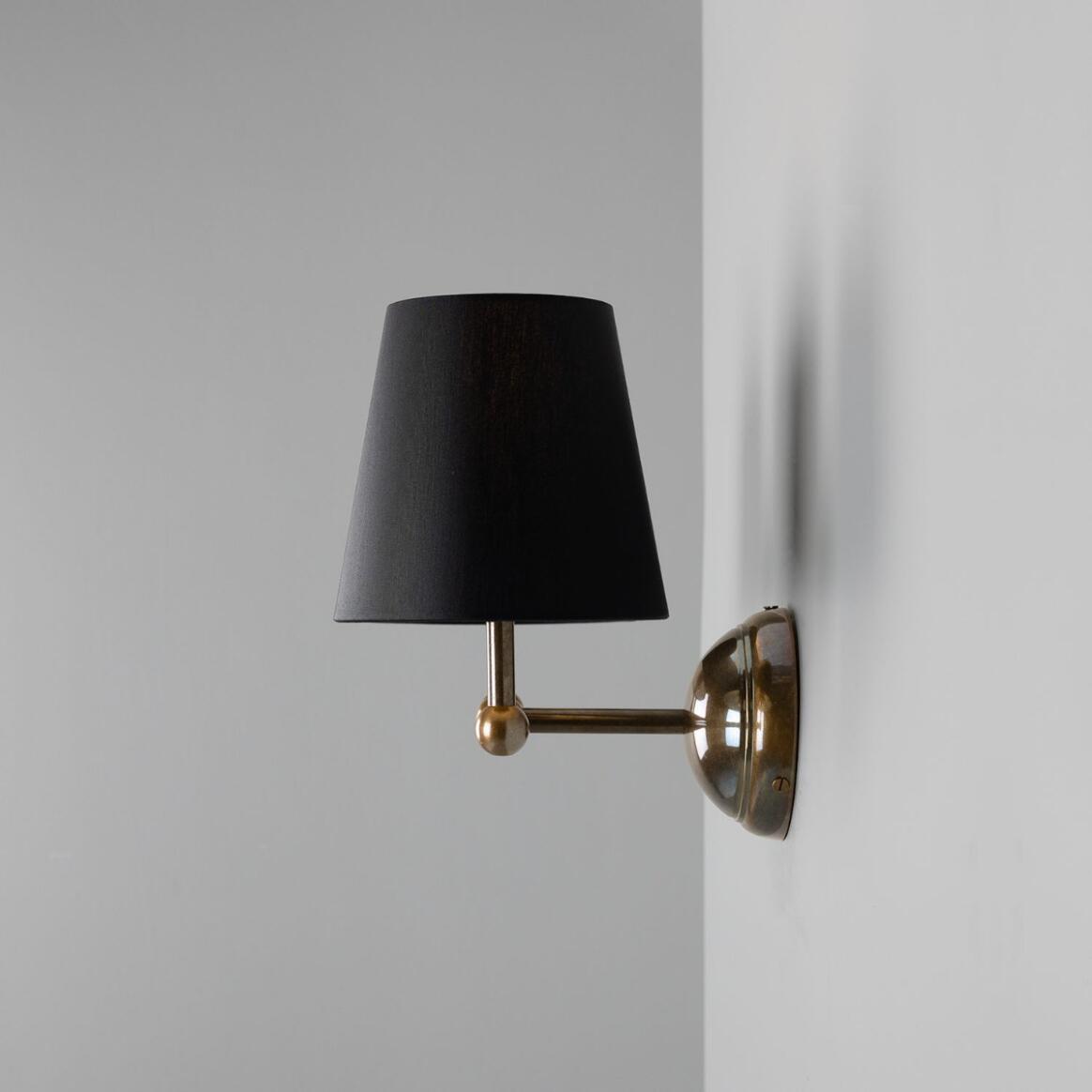 Mullan - Busan Modern Brass Double Wall Light with Fabric Shades 37cm IP20 - Antique Brass Finish