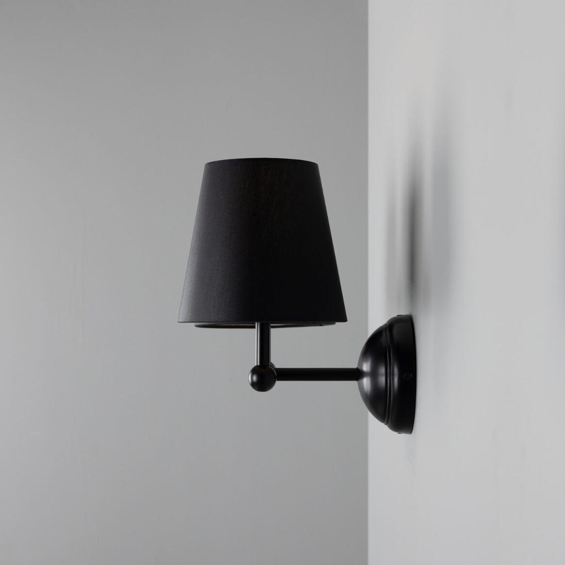Mullan - Busan Modern Brass Double Wall Light with Fabric Shades 37cm IP20 - Powder Coated Matte Black Finish
