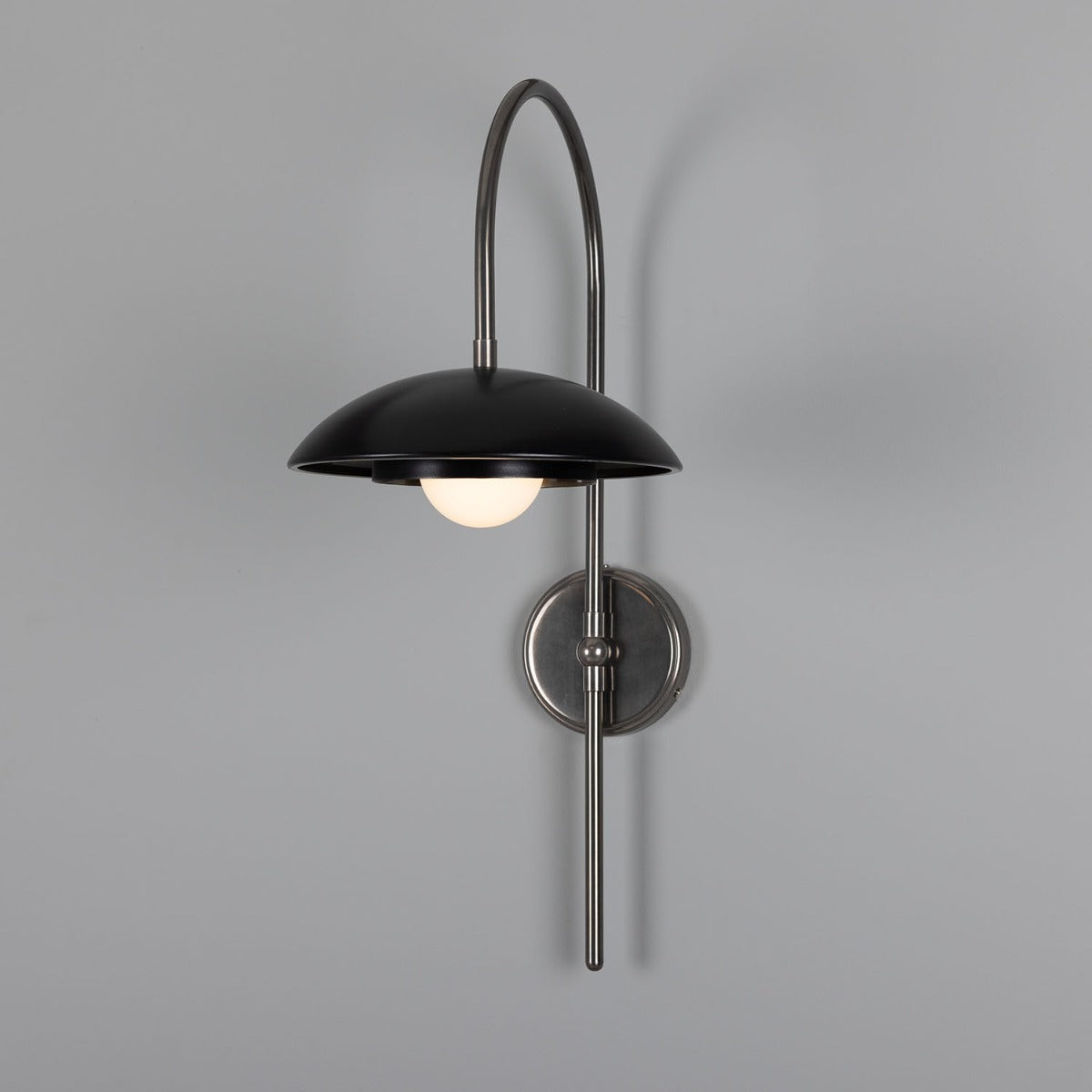 Mullan - Marrakesh Art Deco Arc Wall Light 60cm IP20 - Antique Silver And Powder Coated Matte Black Finish