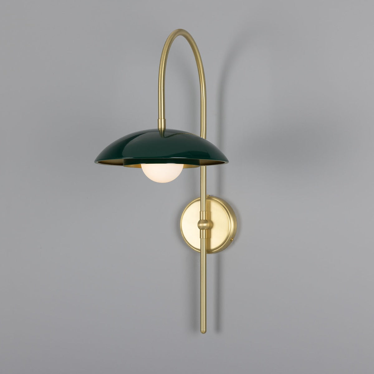 Mullan - Marrakesh Art Deco Arc Wall Light 60cm IP20 - Satin Brass And Powder Coated Racing Green Finish