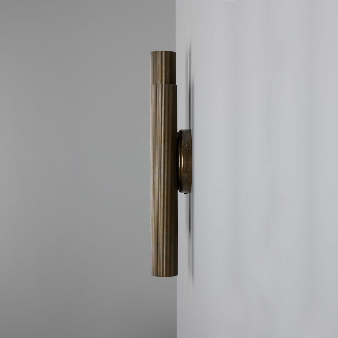 Mullan - Royce Modern Reeded Brass Double Wall Light 42cm IP20 - Antique Brass Finish