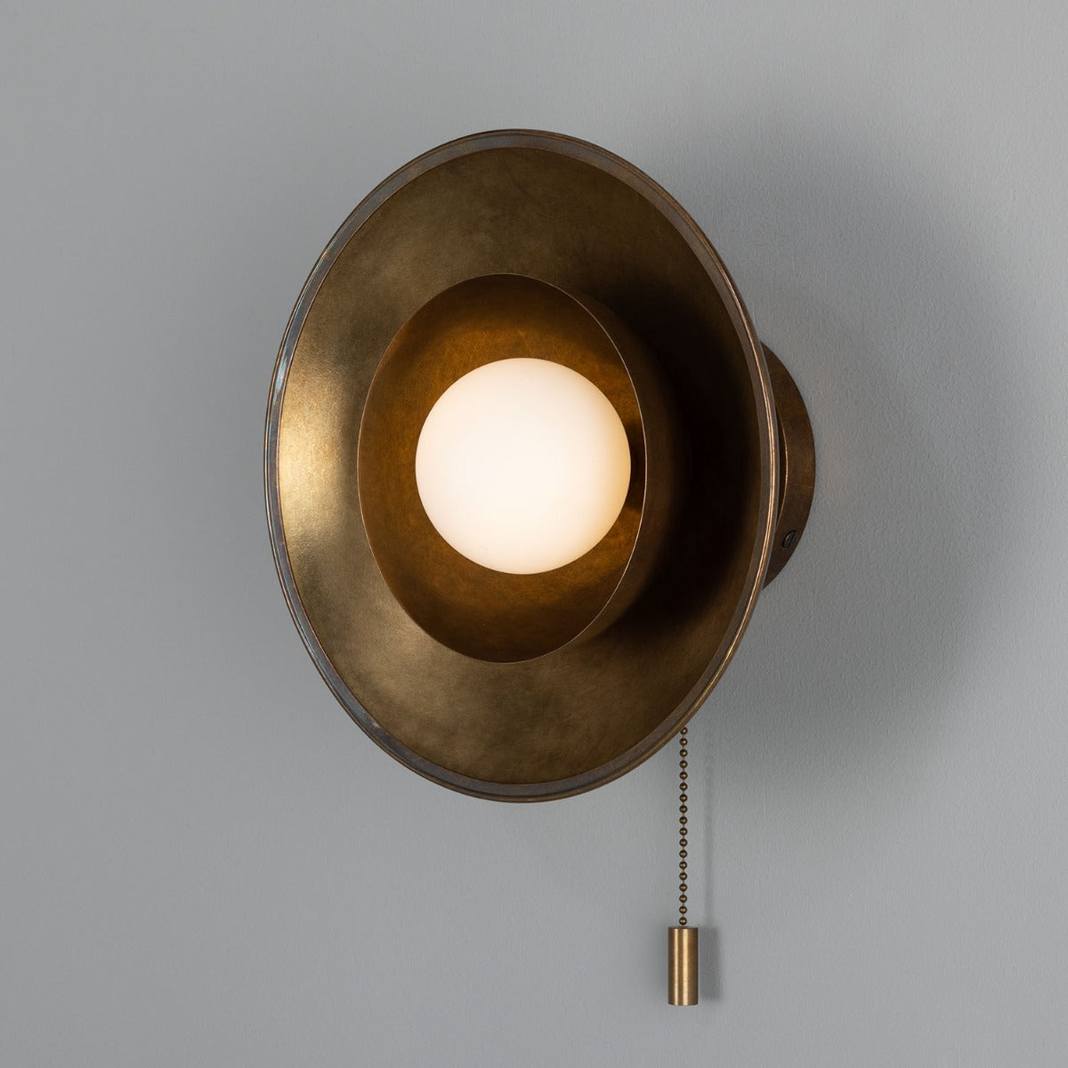 Mullan - Marrakesh Art Deco Wall Light with Pull Chain 25cm IP20 - Antique Brass Finish